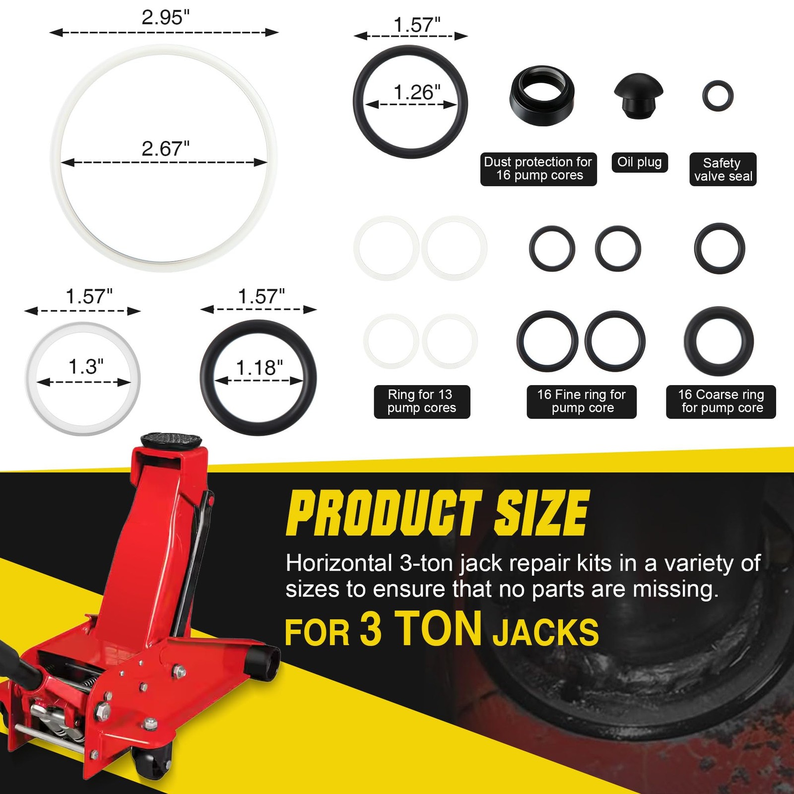 Floor Jack Replacement Part Kit,Low Side Bigger & Smaller Pump Piston...