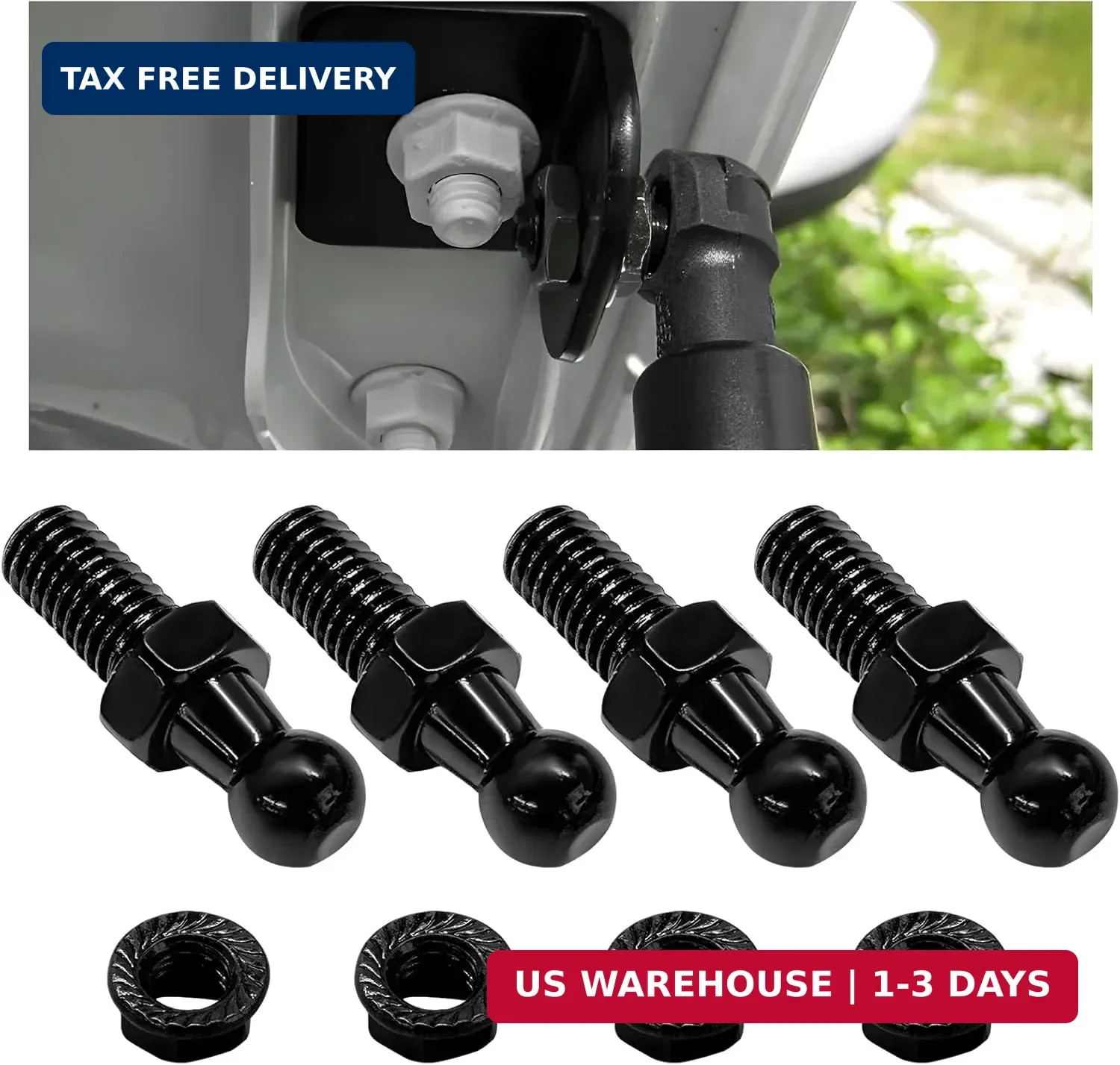 4 PCS 10 mm Ball Stud with Hardware Nuts, 5/16"-18 Thread 9/16" Long Shank Gas S