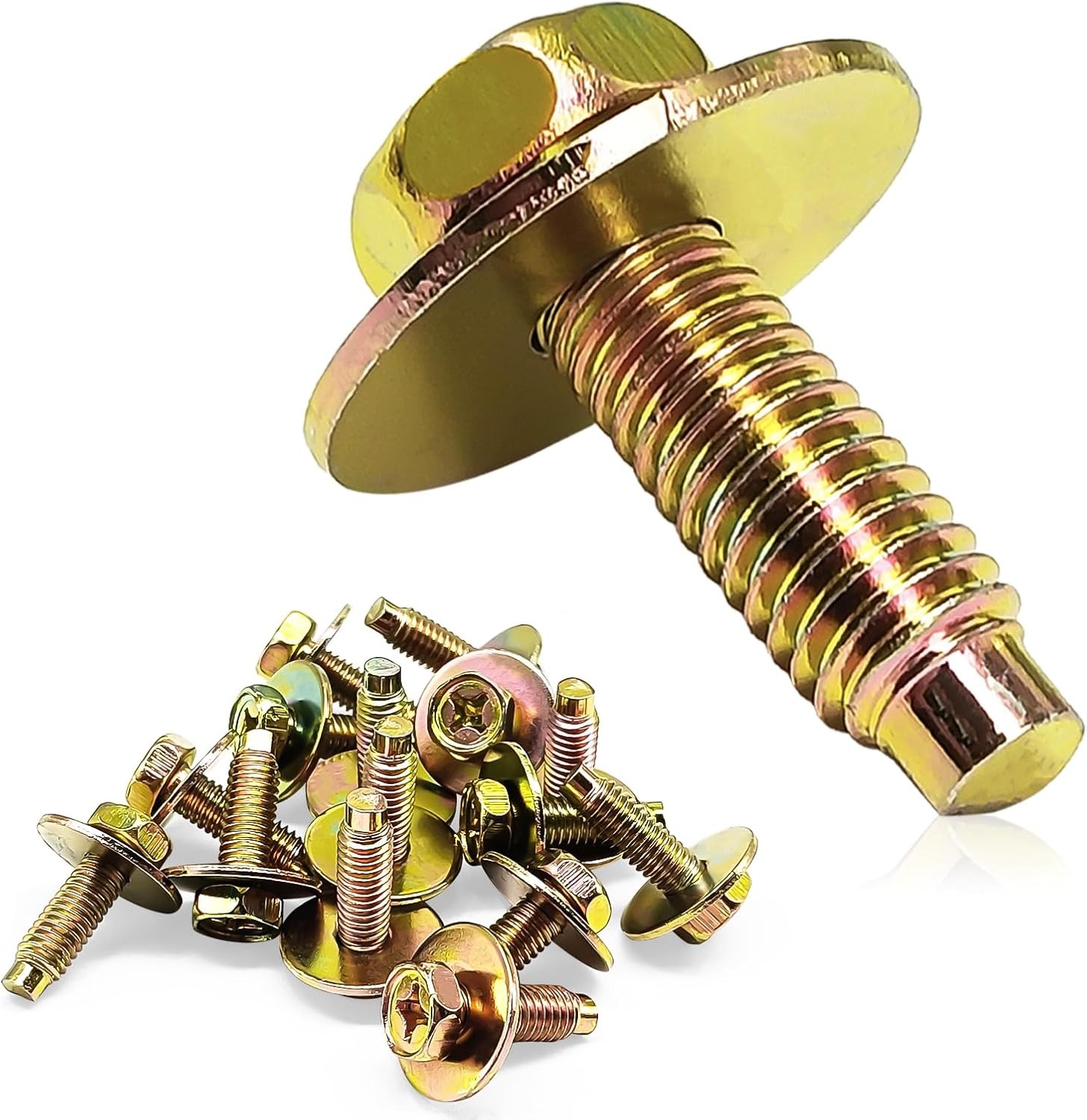 M6-1.0 Yellow Zinc Hex Head Body Fender Bolts, Replaces OE# 3 Size: Bolt-15pcs