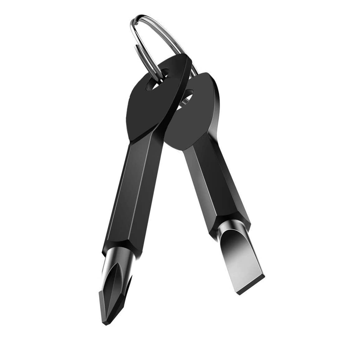 ROSTIVO Screwdriver Keychain Pocket Repair Tool Multi Mini Cool Medium, Black