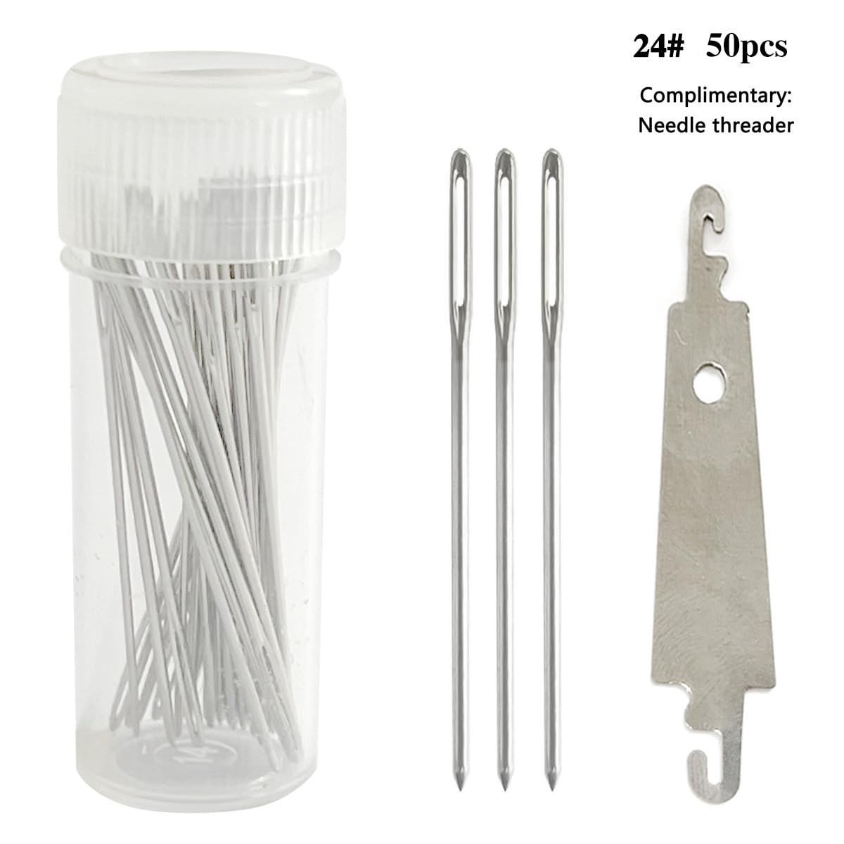 Zhenqing 50 Pack Size 24 Round Head 24#, 24# (50pcs+1pc Needle Threader)