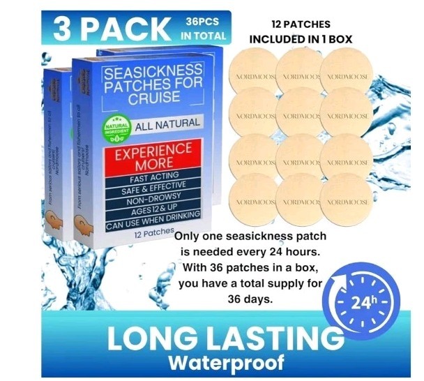 Motion Sickness Patch, 36 PCS Sea Sickness Patch for Cruise,Dizziness Resulte...