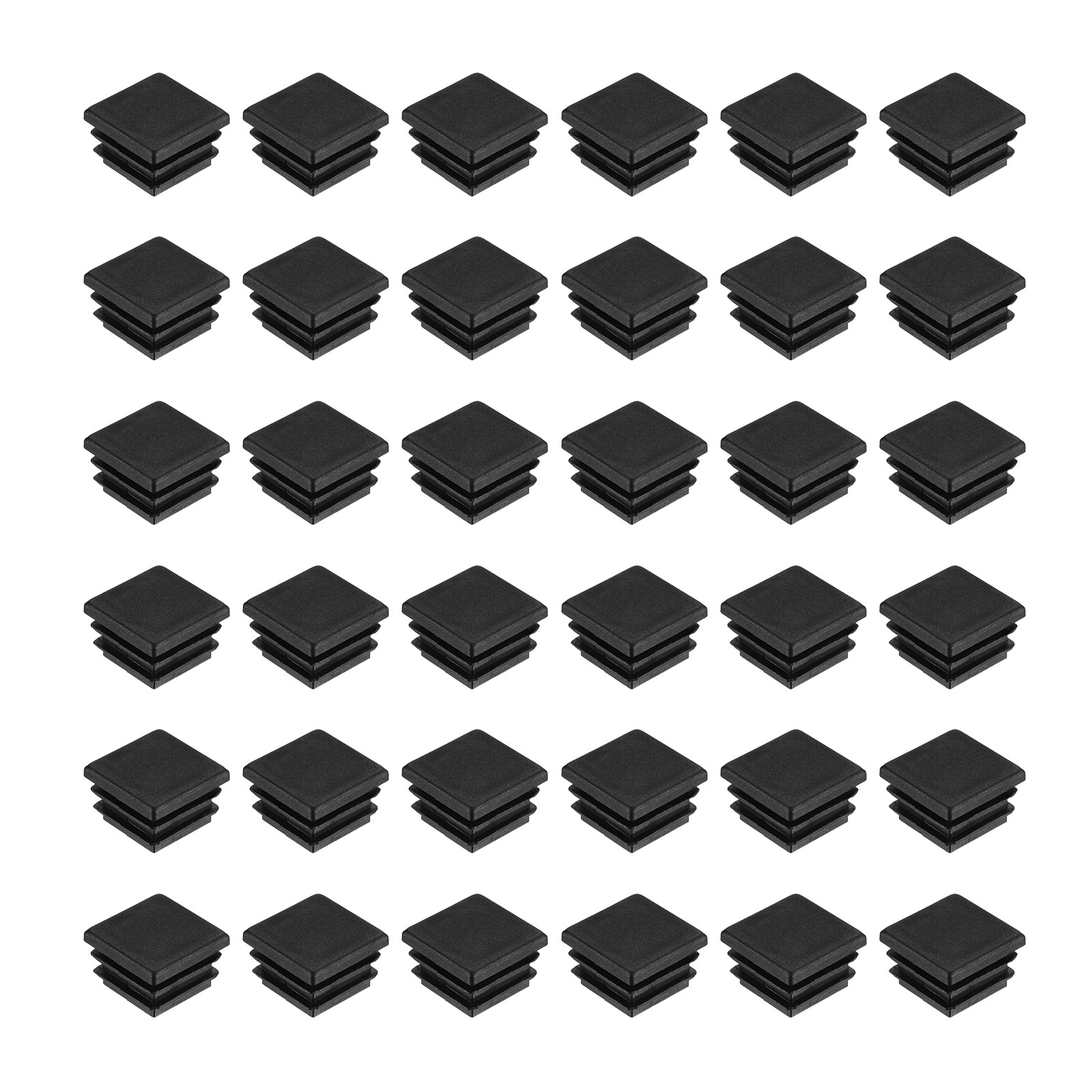 38Pcs Square Plastic Plugs, 20 x 20mm PE Pipe Tubing End Caps for Tube, Black