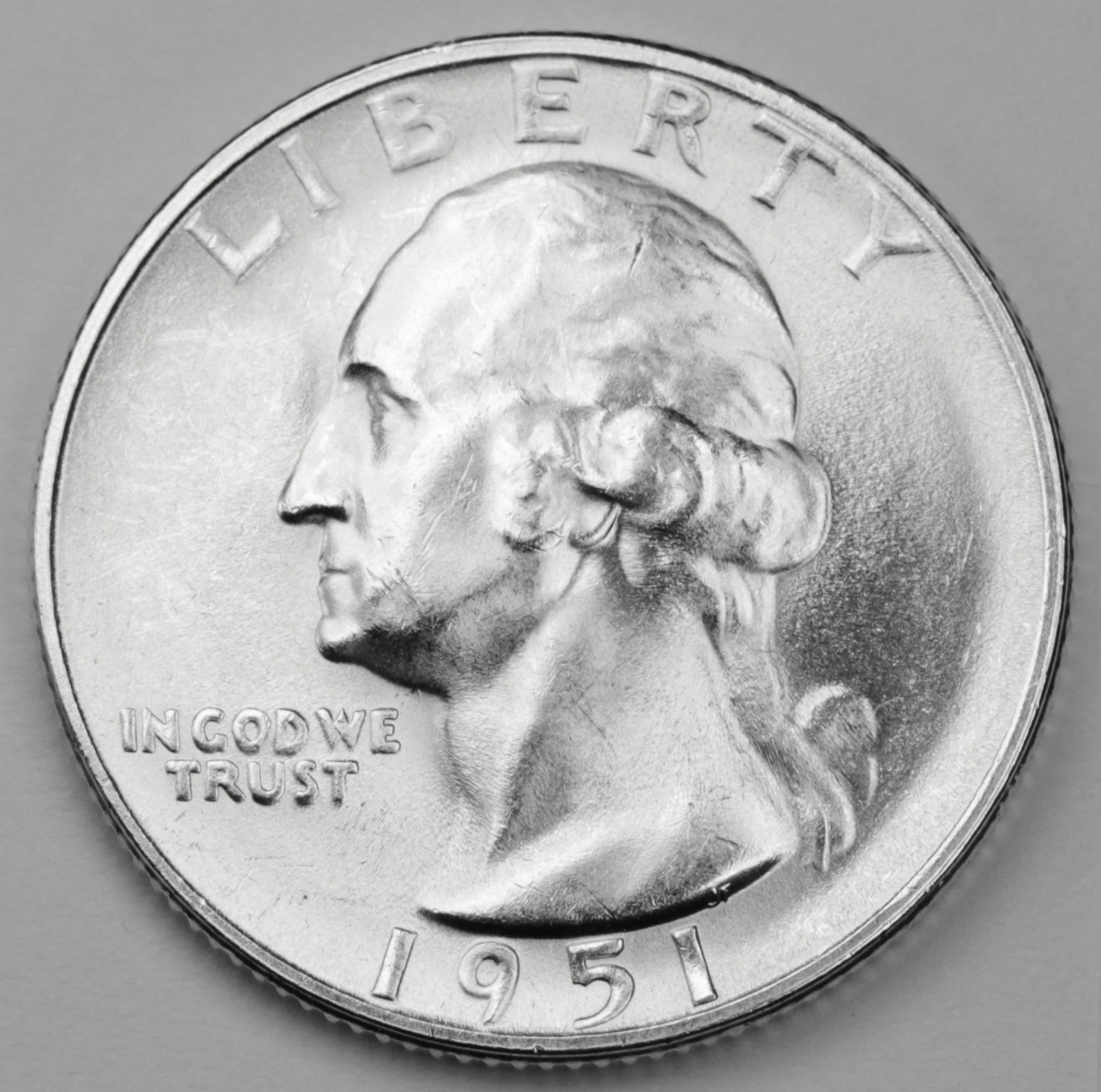 1951-s Washington Quarter. Blast White, Minimum Bag Marks. Choice BU (Inventory)