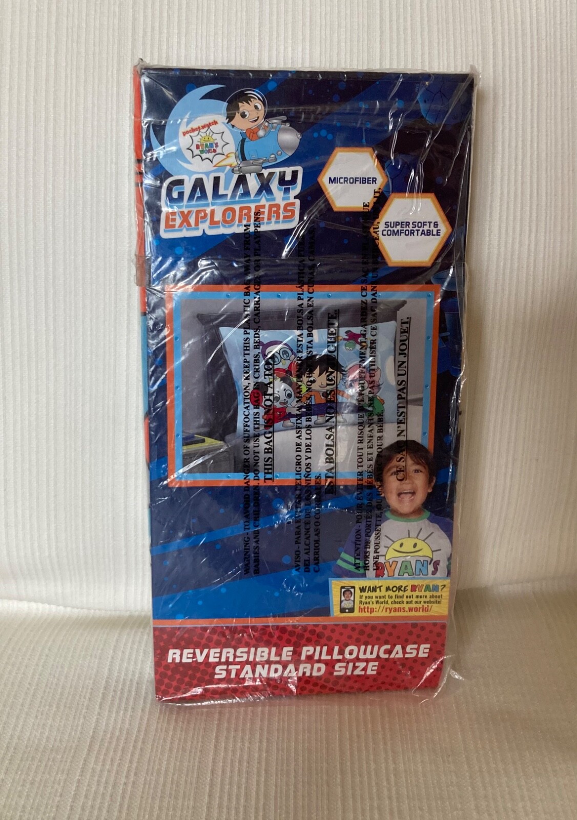 Ryans World Great Galaxy Explorers Pillowcase Standard size Reversible Soft Cozy