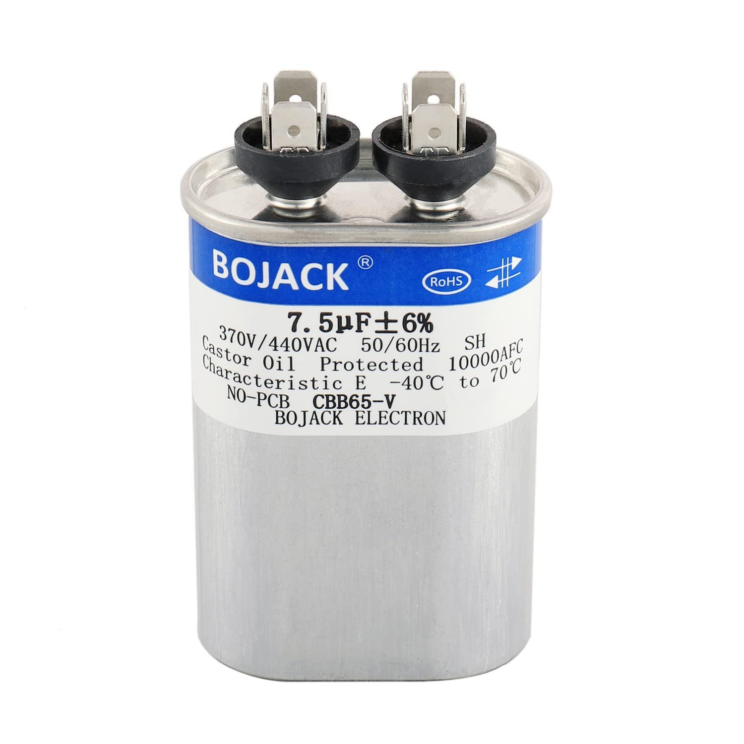 7.5 Uf ±6% 7.5 MFD 370V/440V CBB65 Oval Run Start Capacitor for AC Motor Run or