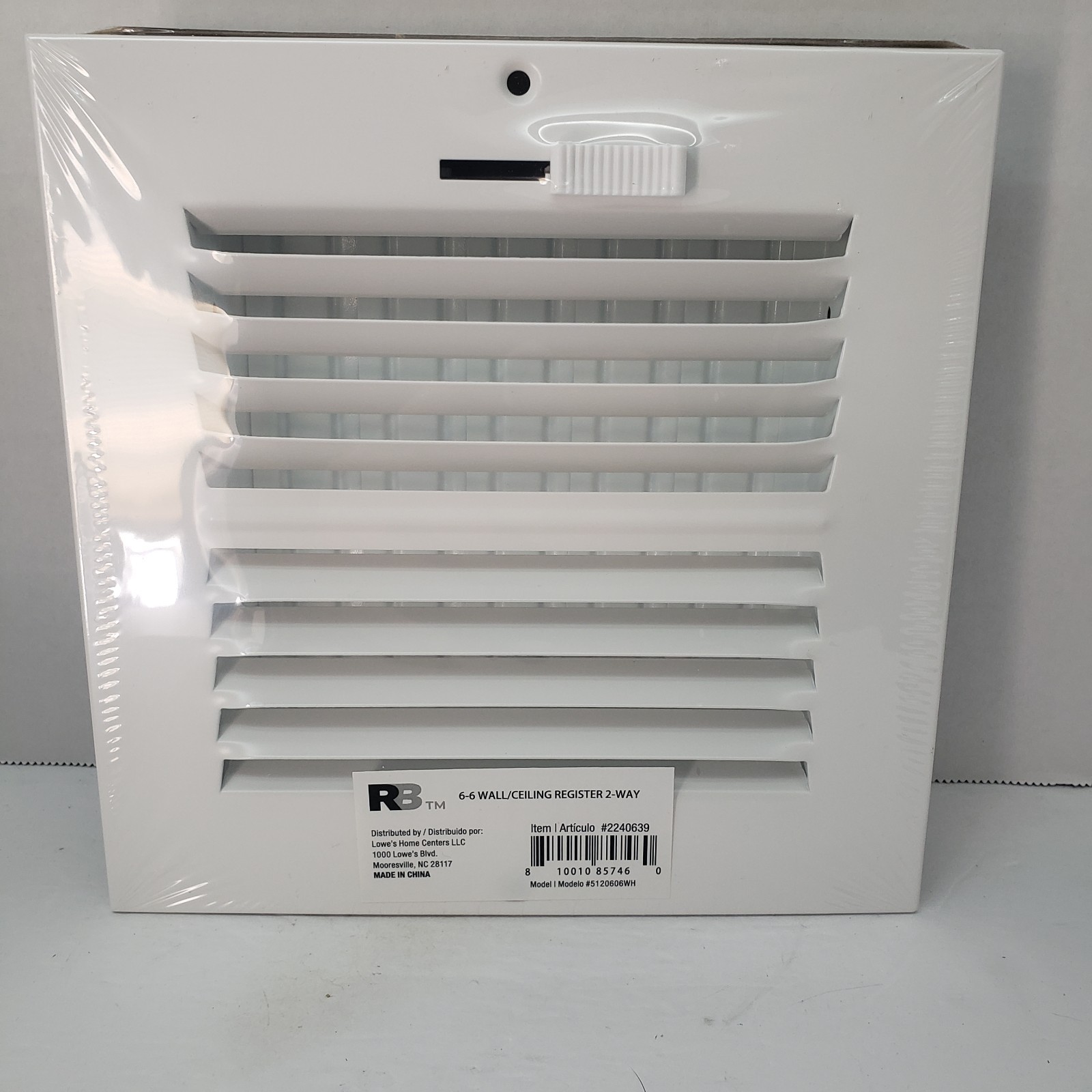 Reliabilt Ceiling/Wall 2 WAY  Register White 6" x 6" #2240639 #5120606WH