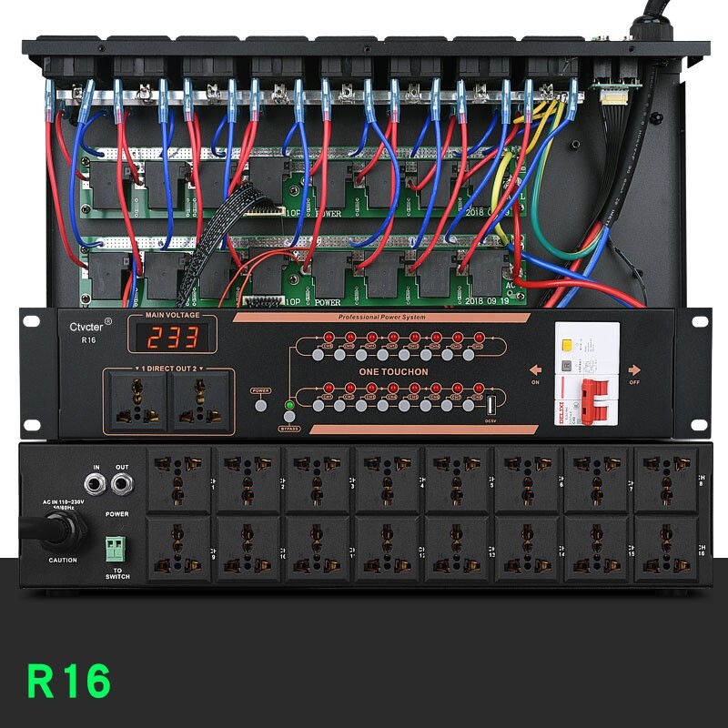 Ctvcter R16 16CH Power Sequencer for Public Broadcast Speakers & Stage Shows pe6