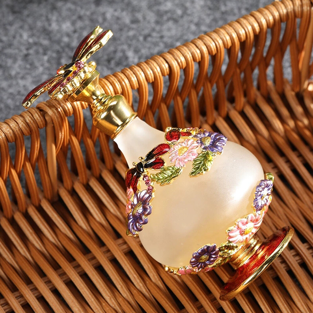 25ml Butterfly Pattern Perfume Bottle Glass Refillable Cosmetic Container Decor