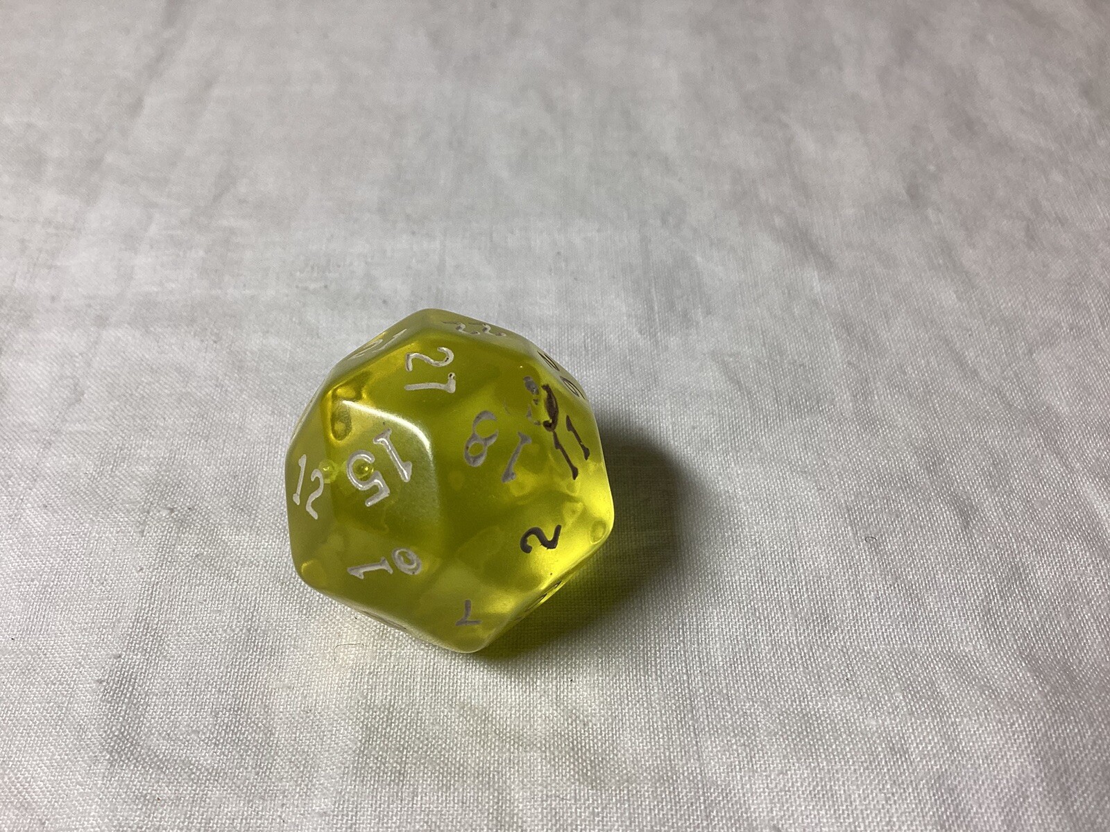 Vintage The Armory D30 Translucent Yellow Dice