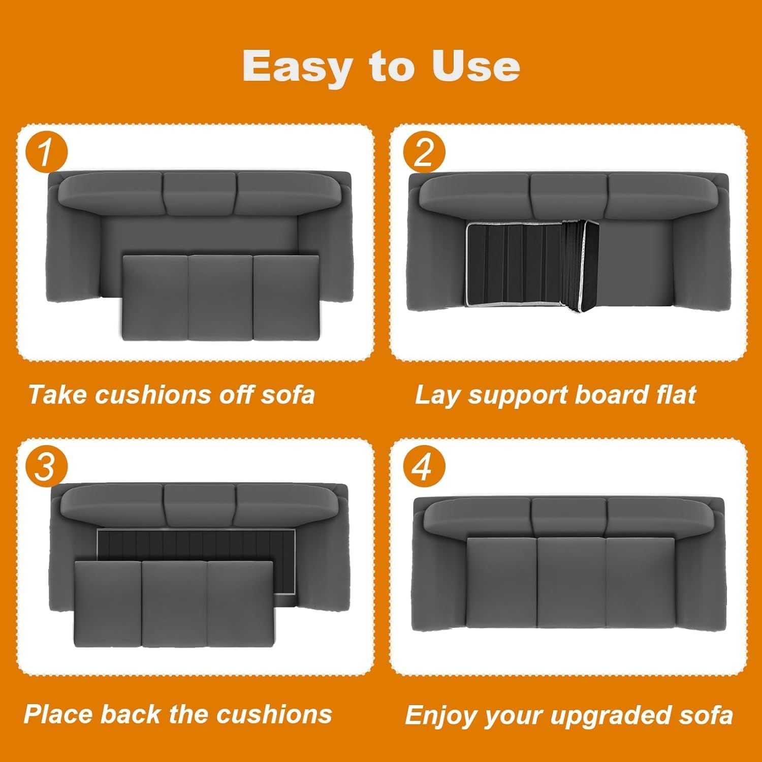 Heavy Duty Couch Cushion Support Board to Fix Sagging Sofas, 17"x66" Sofa, Th...