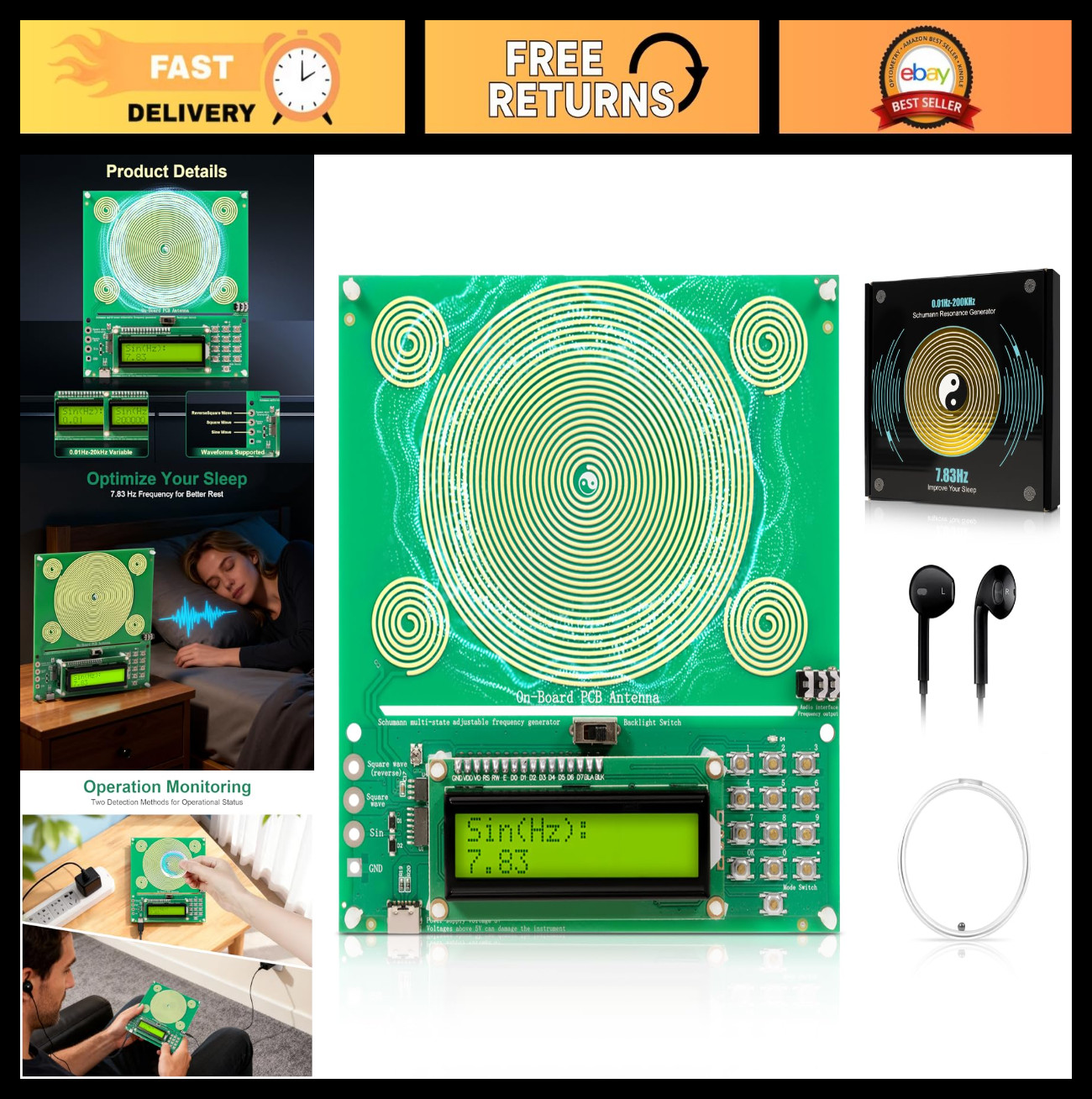 Healing Frequency Generator | Adjustable 0.01-200000Hz Resonator Machine | Type-