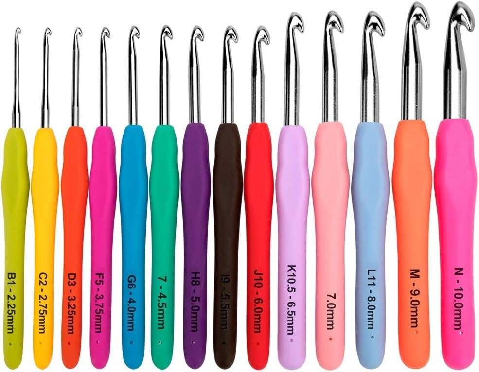 Crochet Hooks Set Amour Steel Pastel 14 Pcs Ergonomic Easy Grip Bright