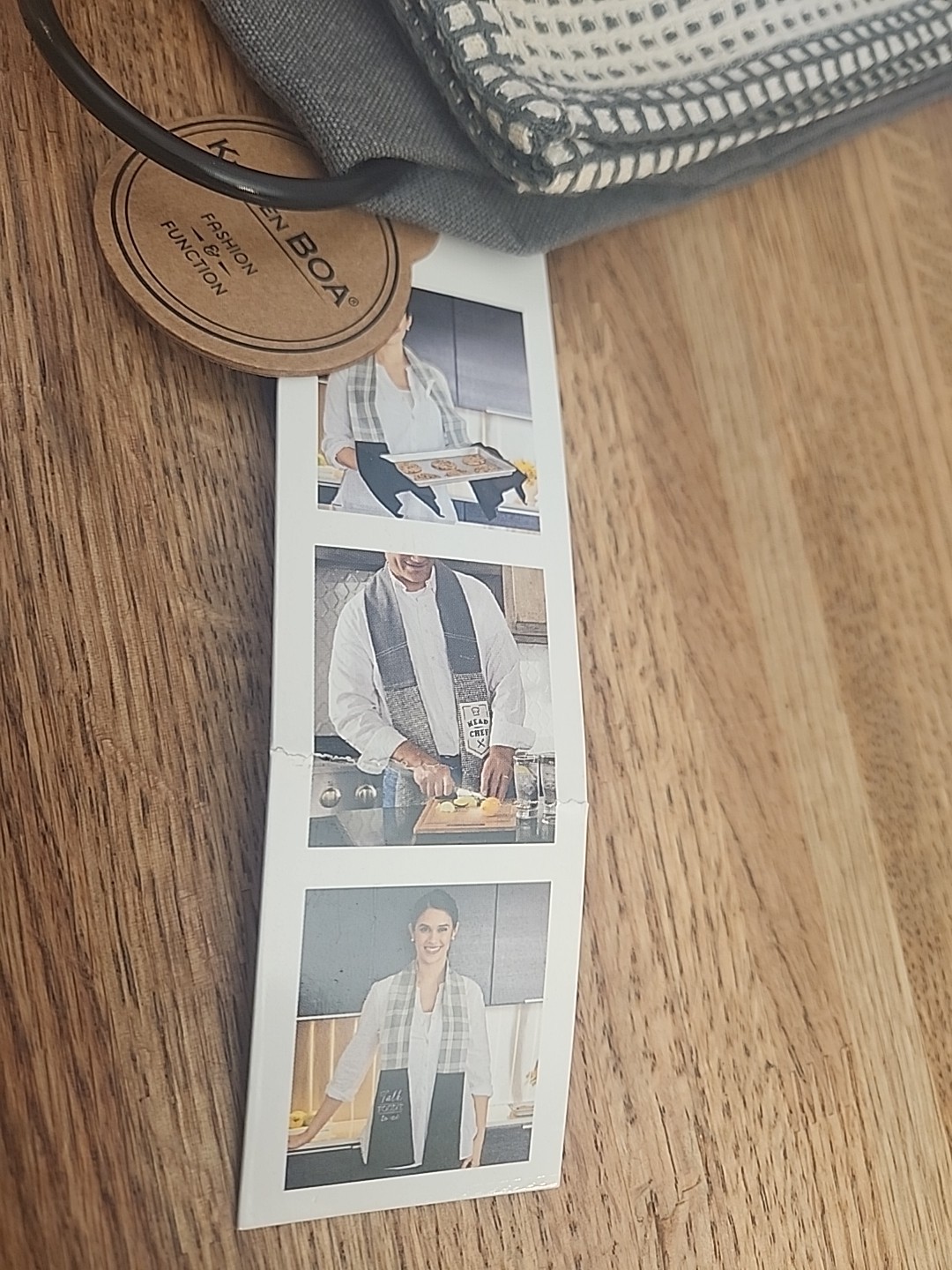 KITCHEN BOA gray cotton "HEAD CHEF" neck worn Dish Towel NWT