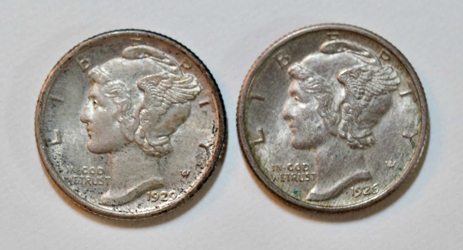 1926 and 1929 Mercury Dimes