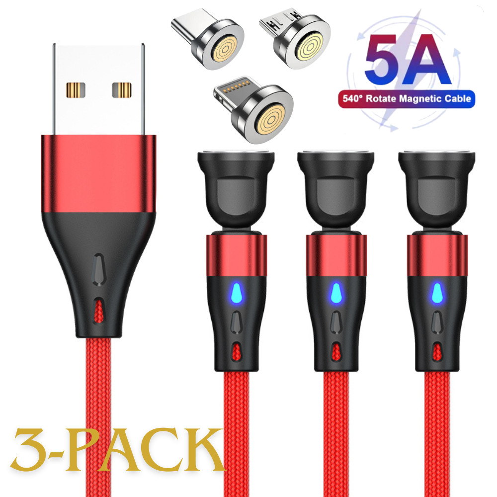 180+360° Rotate Magnetic Phone Charger Cable For Micro USB/Type C/iPhone Samsung