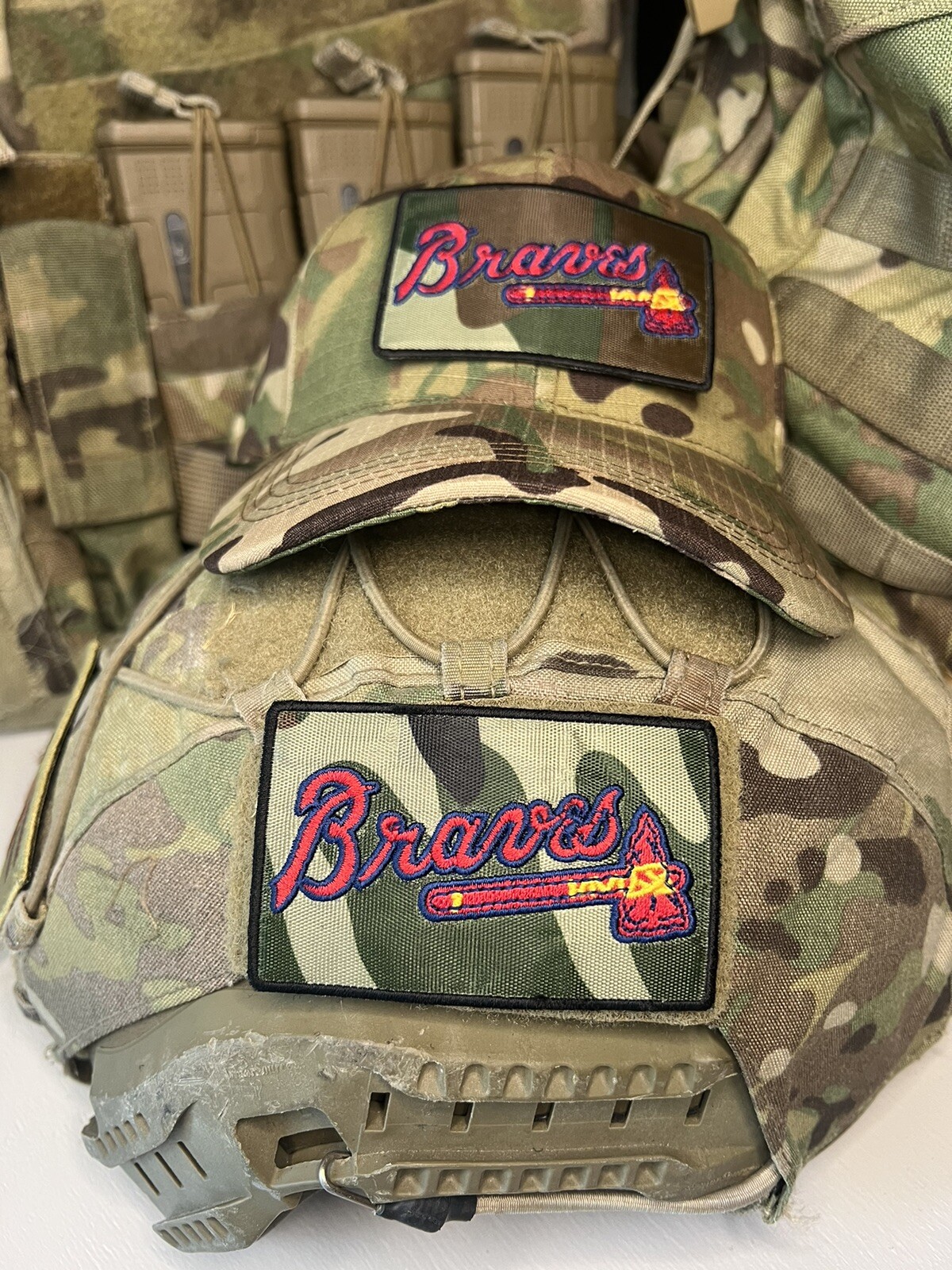 Military Combat Camouflage Atlanta Braves Patch - Baseball W Vlcro