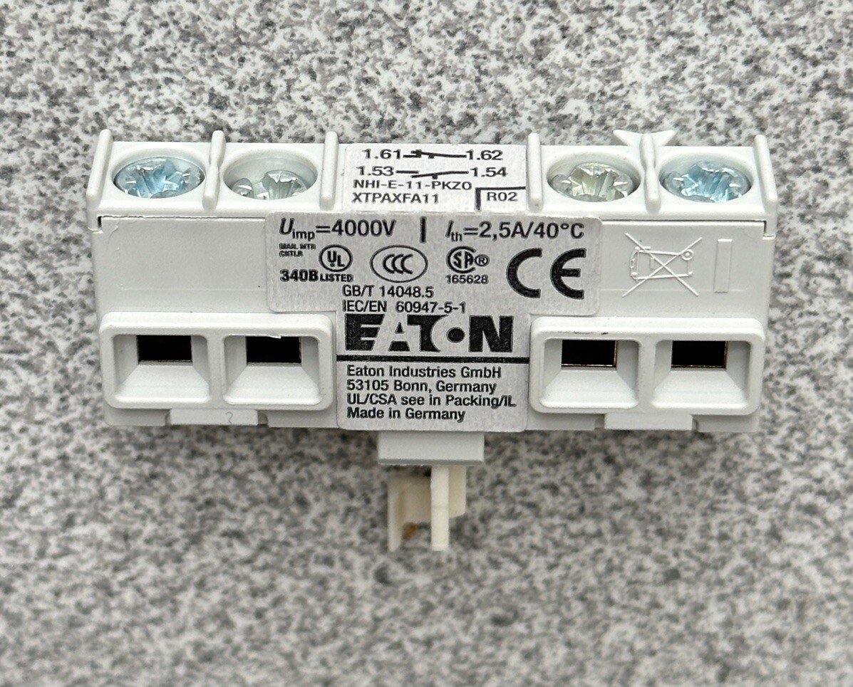 NEW EATON XTPAXFA11 MOELLER NHI-E-11-PKZ0 FRONT MOUNT AUX CONTACT 1 NO 1 NC