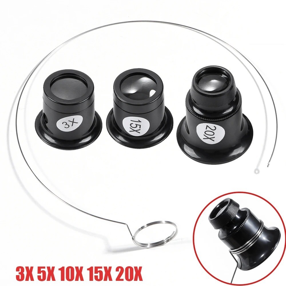 Pocket Magnifying Jewelry Eye Glass Magnifier Jewelers Loop Loupe 5X 10X 15X 20X