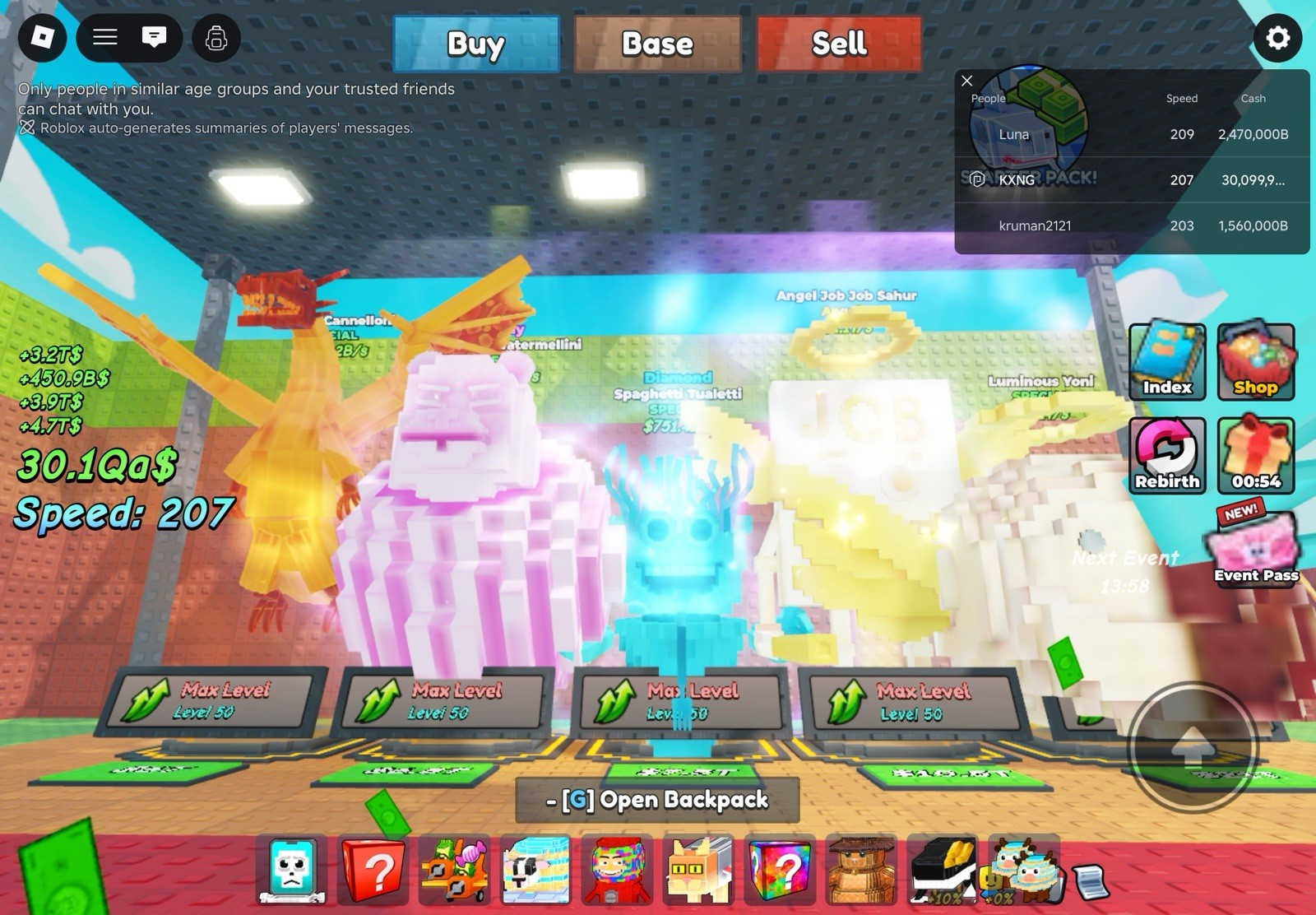 Be a lucky block OP brainrots for cheap price