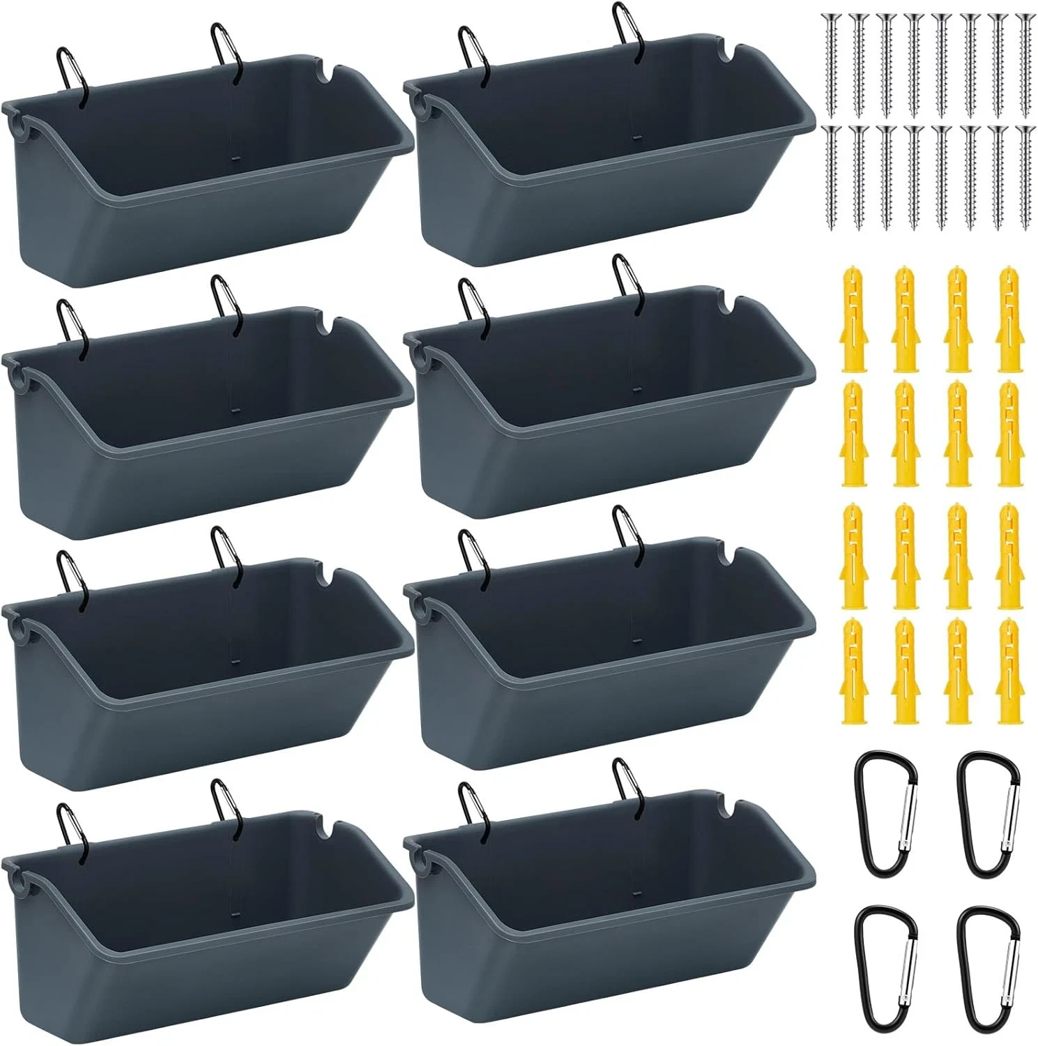 8 Pack 5 Quart Hanging Chicken Feeders Trough Goat Feeder Duck Water with Metal