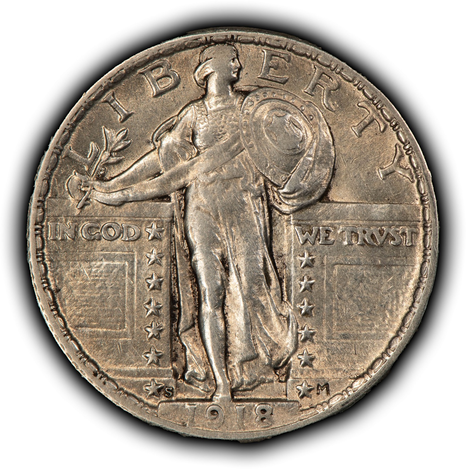 1918-S 25c Standing Liberty Silver Quarter - Luster - AU - SKU-Y6388