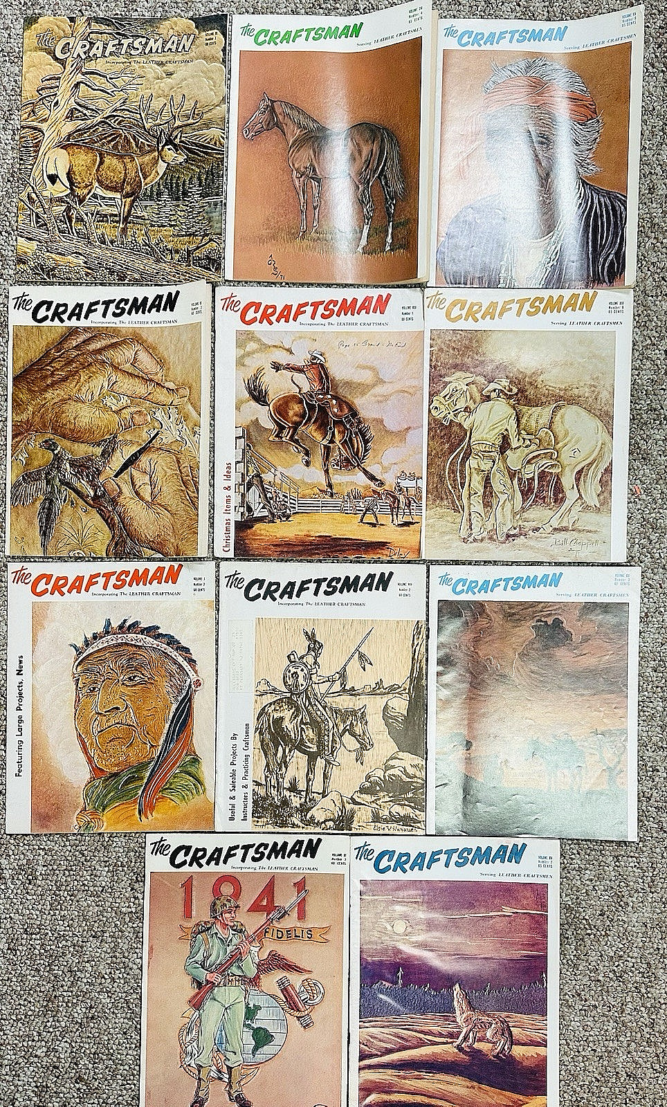 Lot 11 Vintage The Craftsman Leathercraft Magazines 1960s Western Cowboy Art