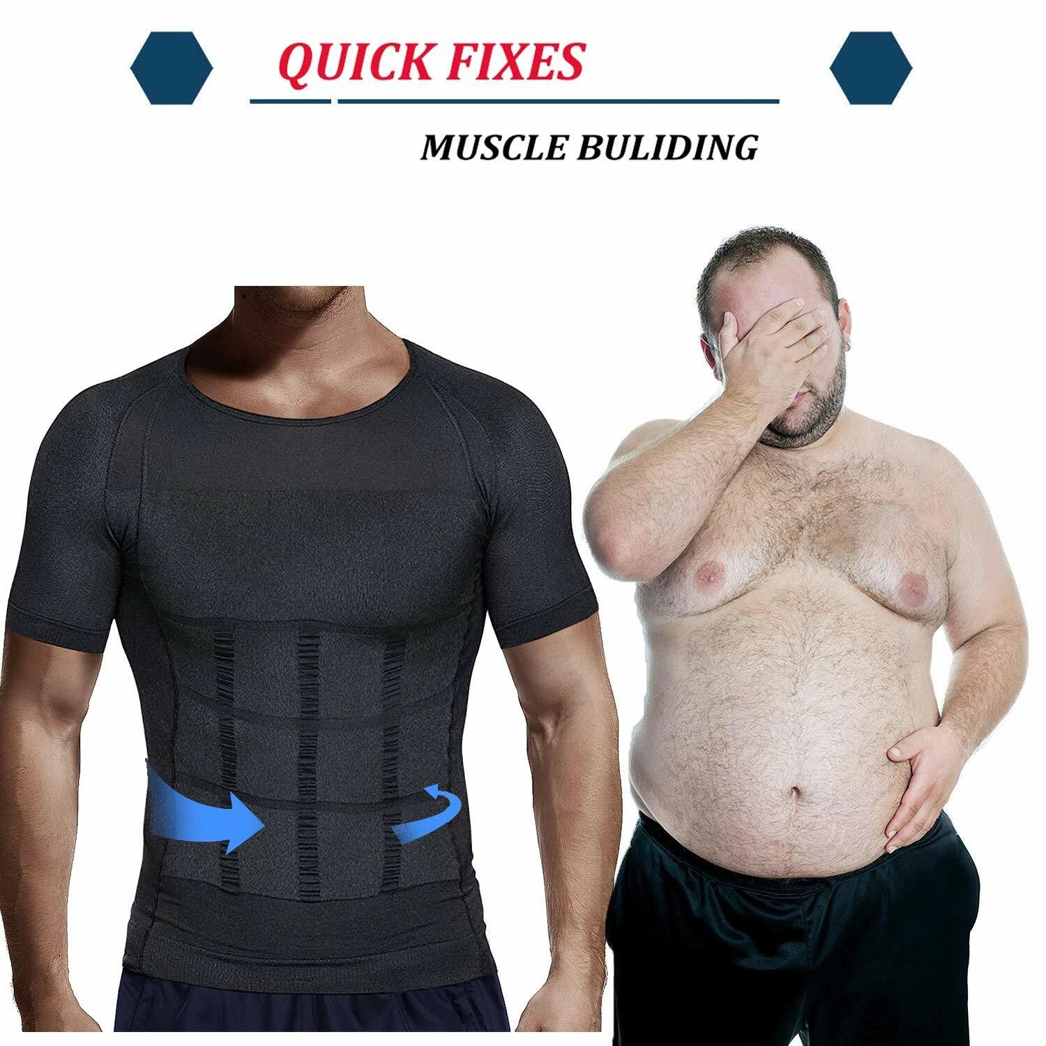 US Gynecomastia Compression Shirt Slimming Men Shapewear to Hide Man Boobs Moobs
