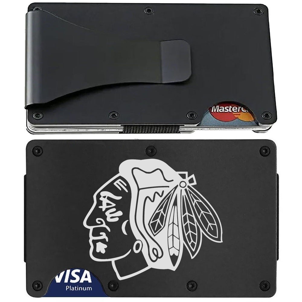 Chicago Blackhawks Titanium Carbon Fiber RFID Blocking Wallet Gift D7