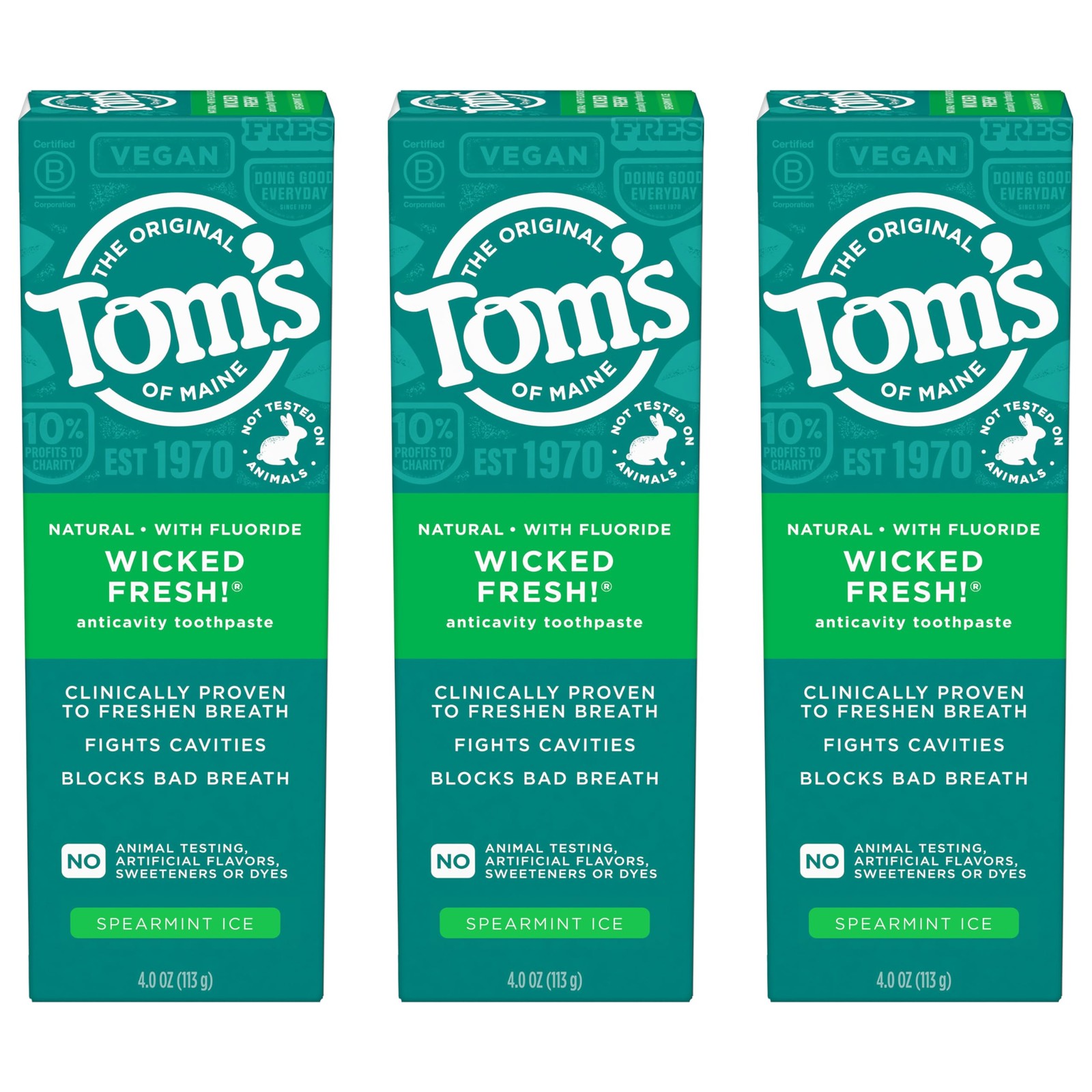 Wicked Fresh! Natural Anticavity Toothpaste, with Fluoride, 3 Pack, 4.0oz
