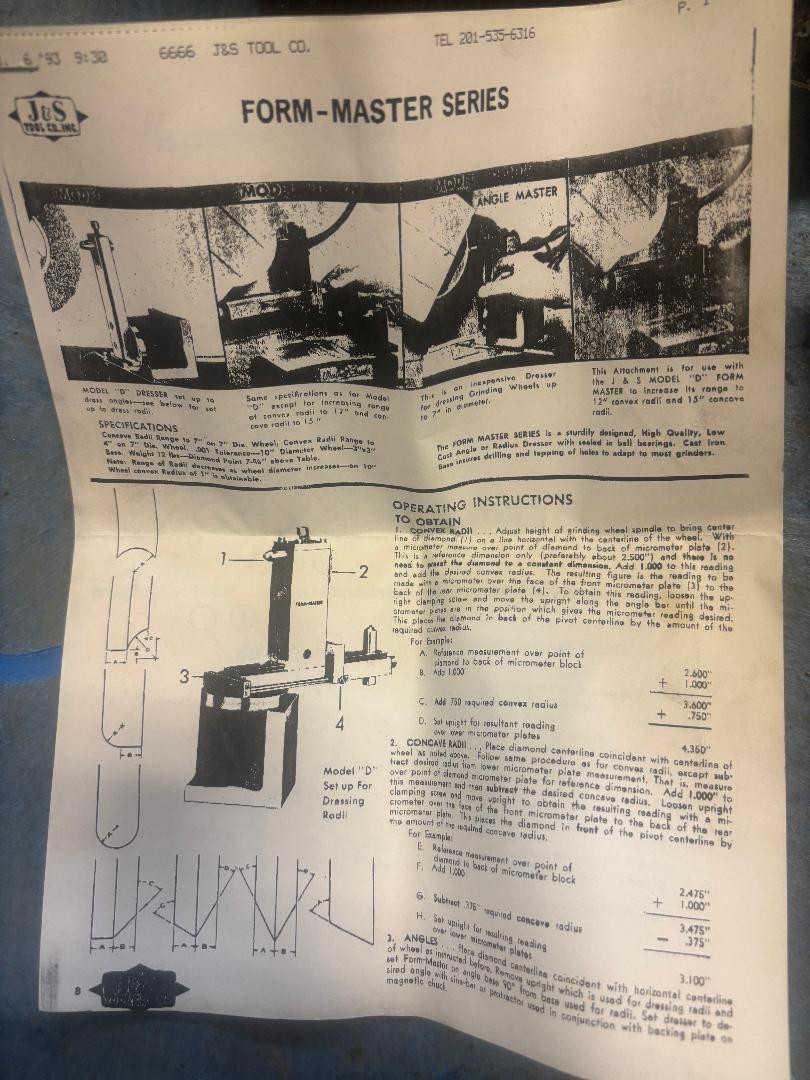 J & S TOOL RADIUS DRESSER