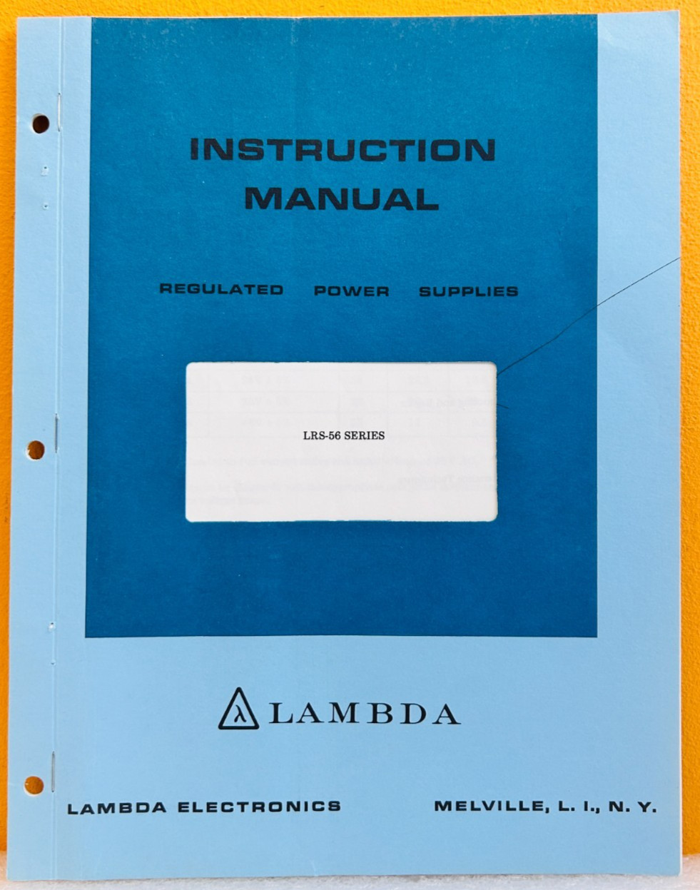 Lambda IM-LRS-56 LRS-56 Series Regulated Power Supplies Instruction Manual.