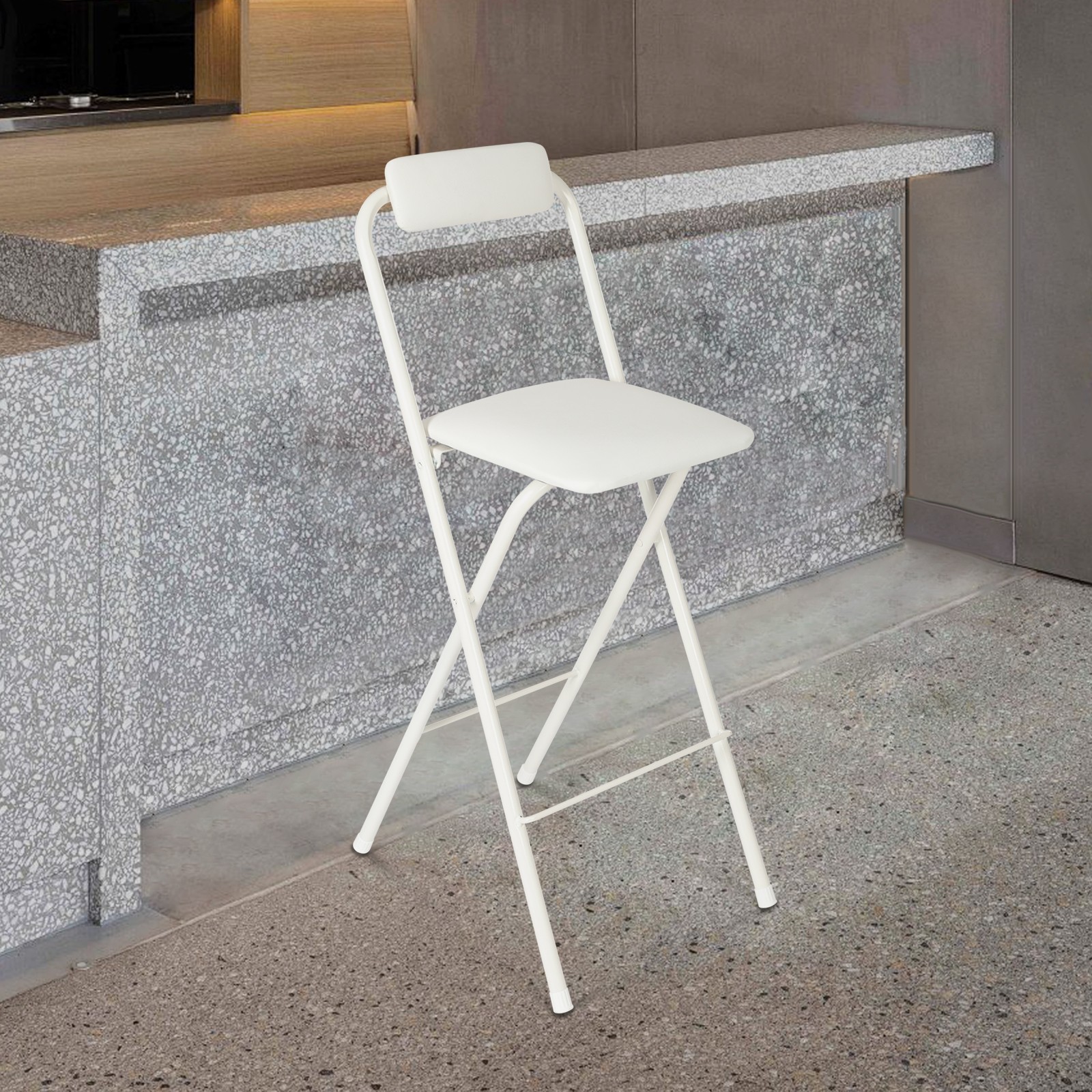 Portable Foldable High Seat Folding Chair 27.5" Bar Tall Stool with Back Support