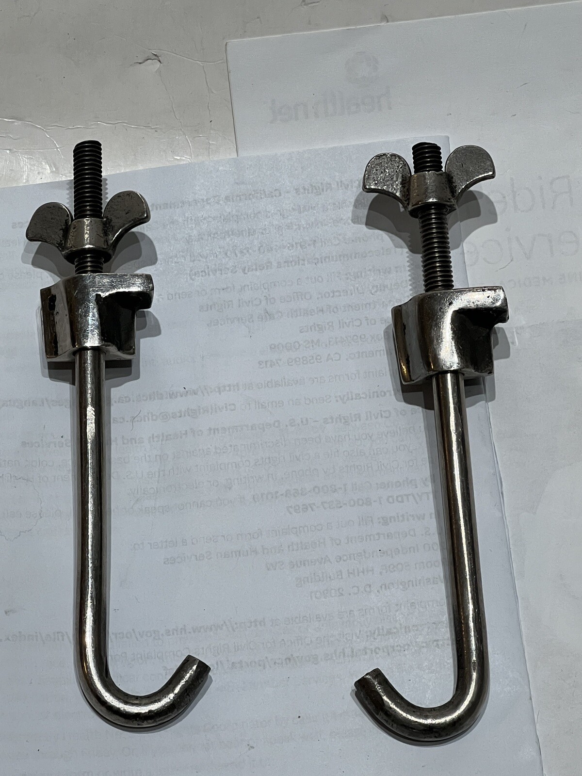 VINTAGE DRUM TENSION ROD & COLLAR HOOK CLIP- 2pc