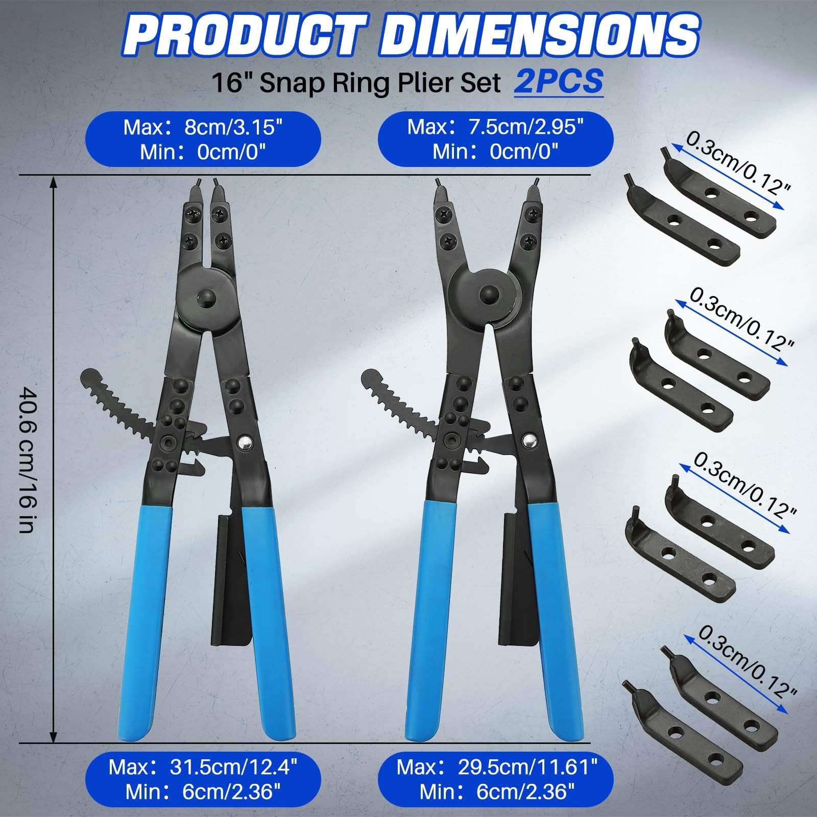 2PCS 16" Snap Ring Plier Set Heavy Duty External Internal Retaining Ring
