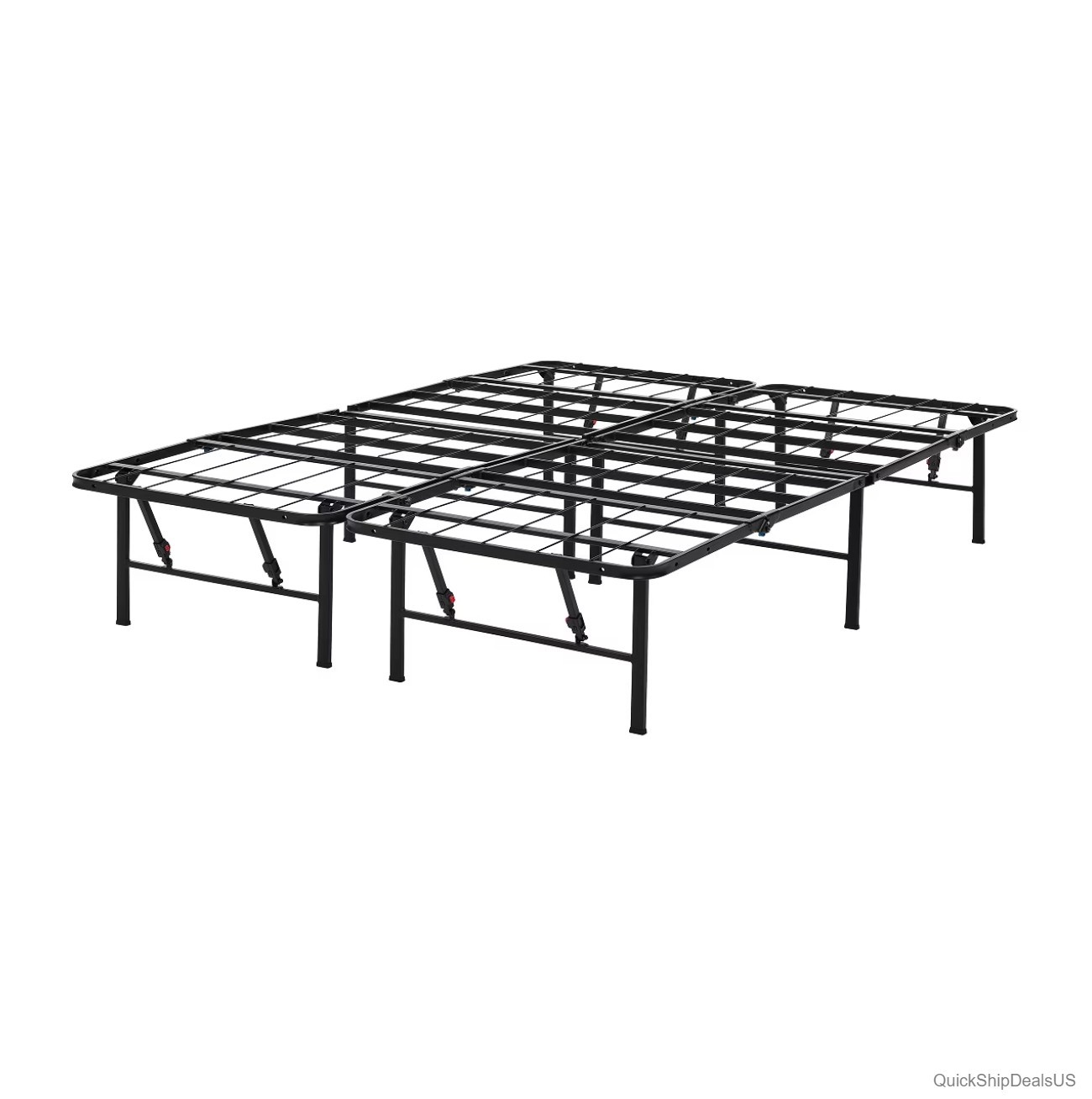 Quad Folding Platform Bed Frame 14 Inch High Steel Queen No Box Spring Needed