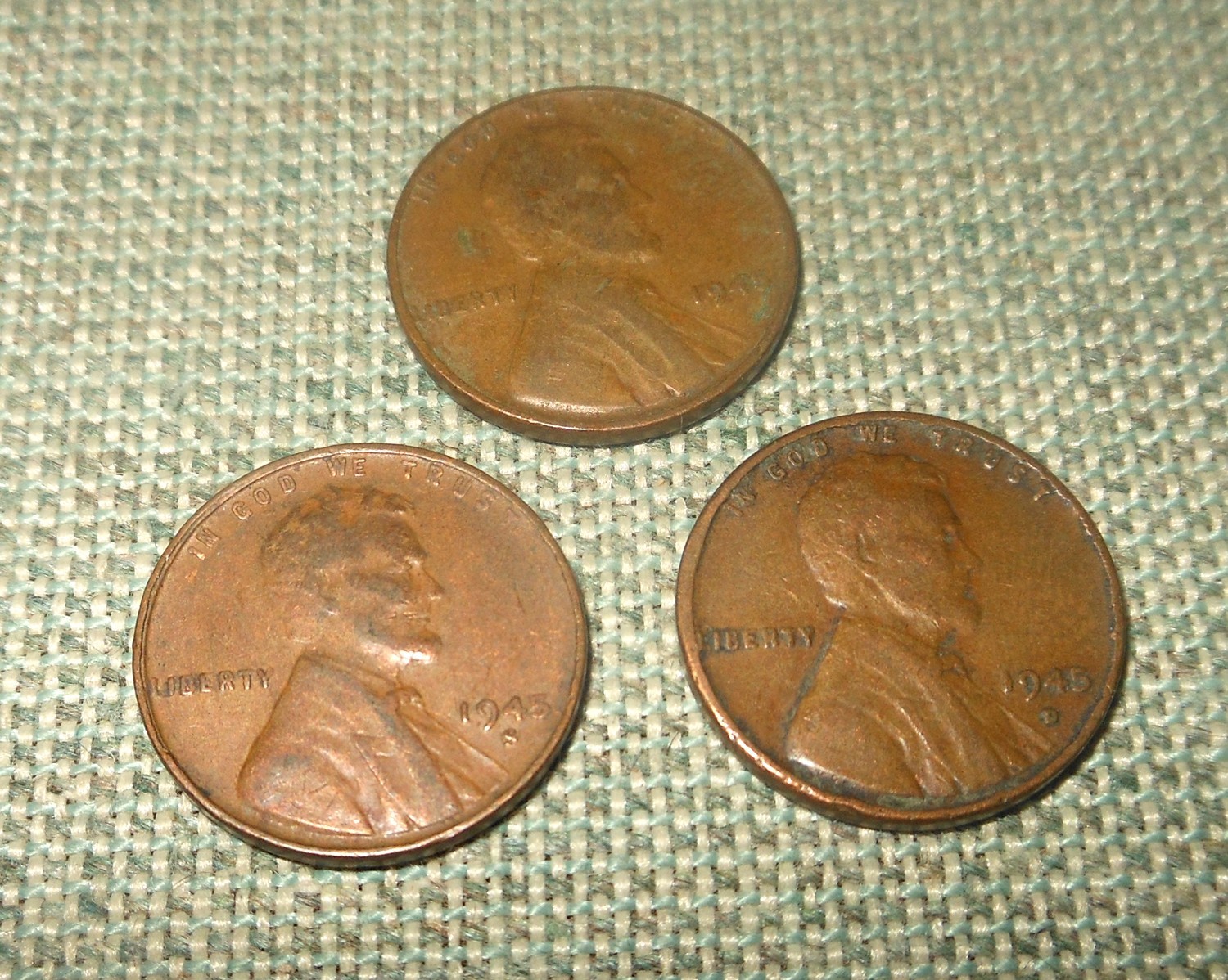 1945 P - D - S Circulated Lincoln Cents