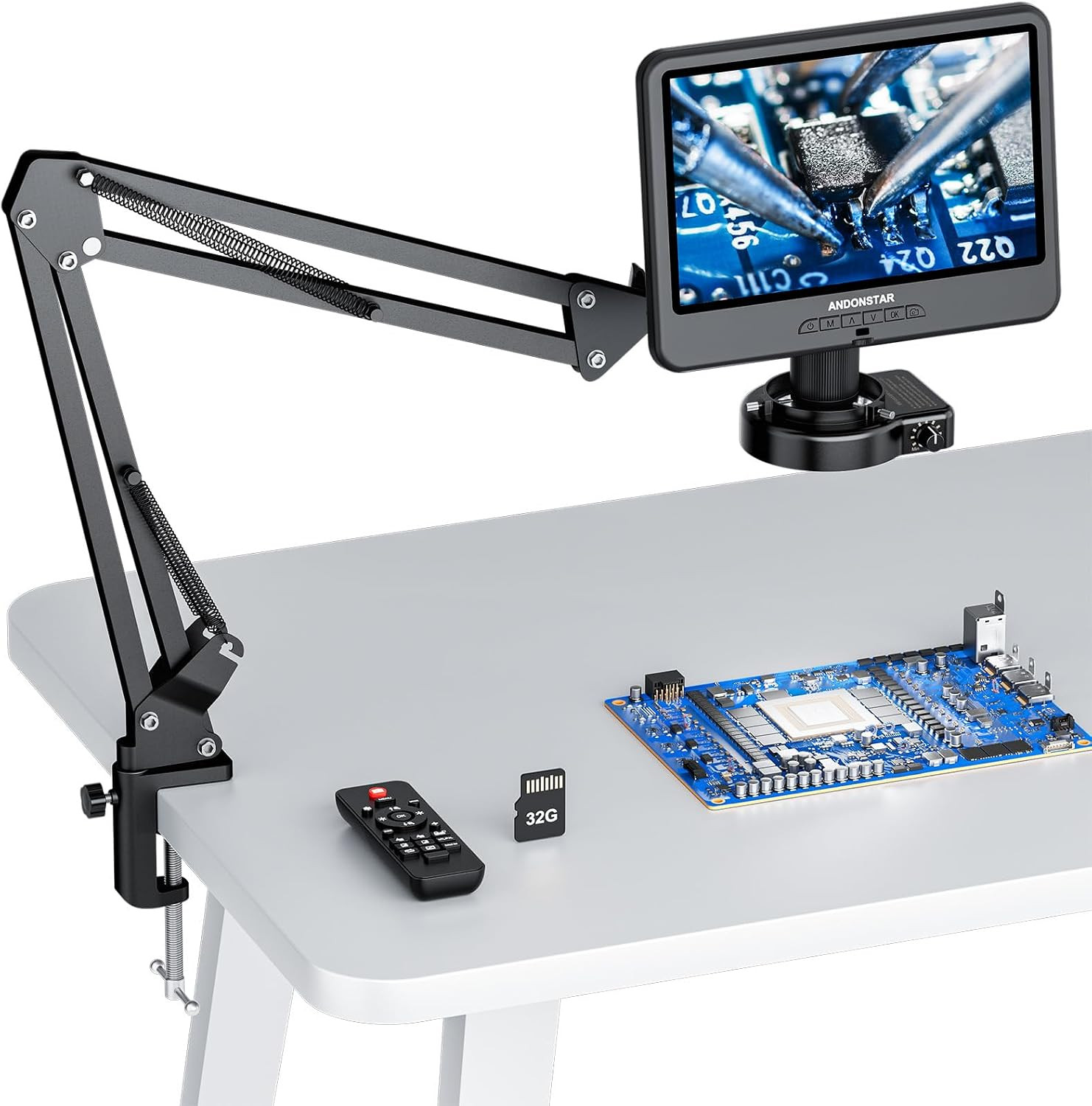 AD109 Digital Microscope with 10.1" Screen for Adults, Flexible Boom Arm Stand S