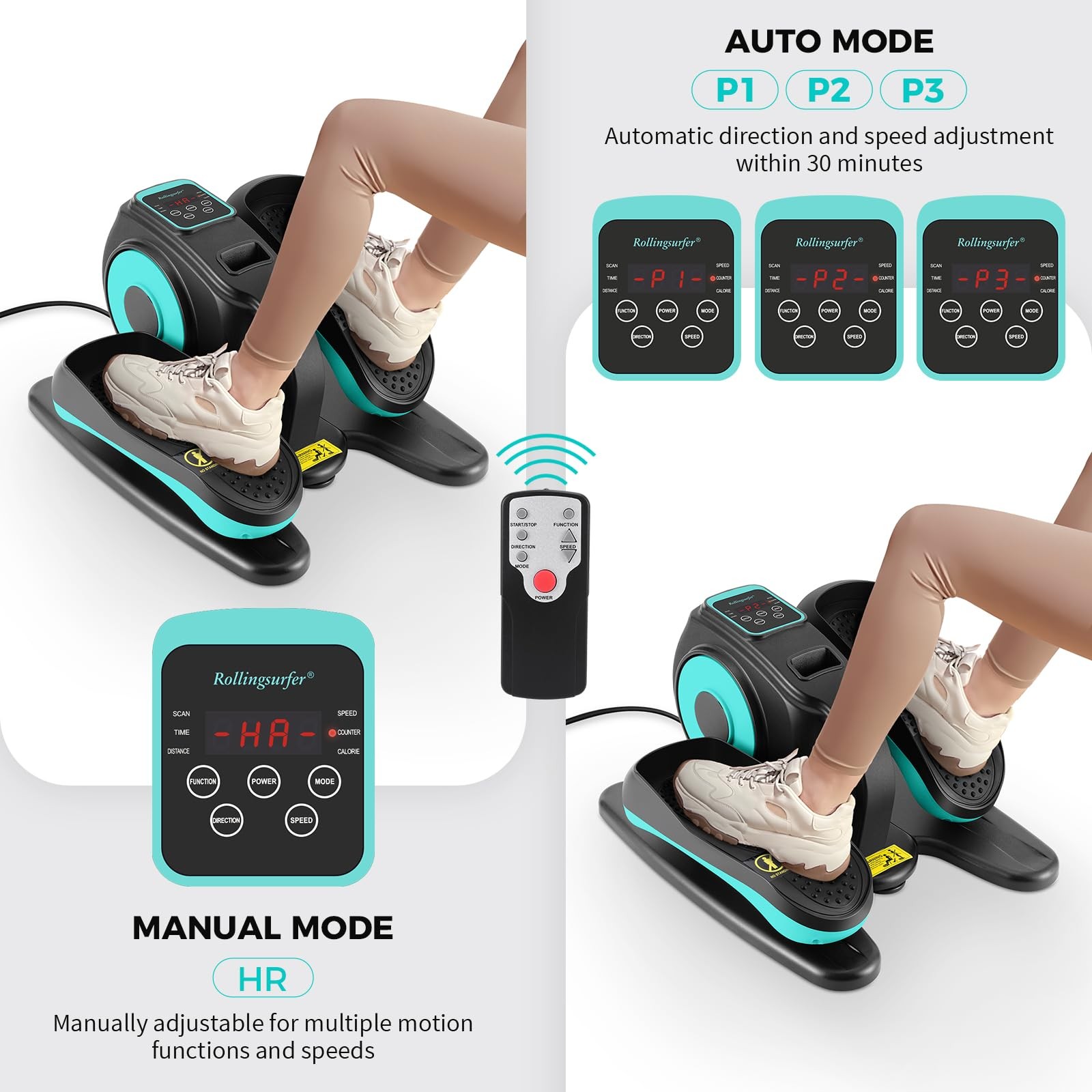 Under Desk Elliptical Machine, Compact Seated Pedal Exerciser with Remote