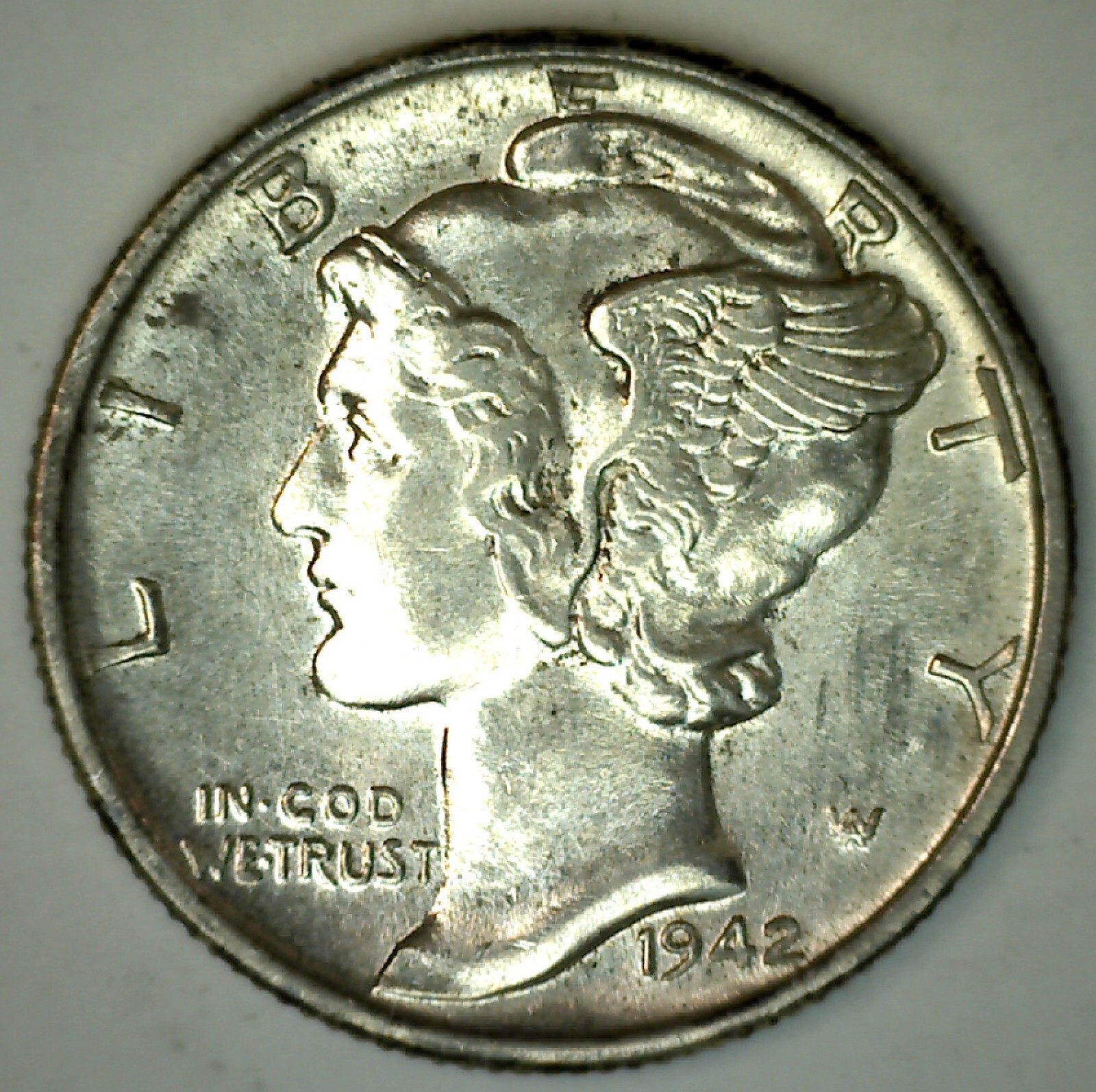 1942 BU Mercury Silver Dime 10c US Type Coin Uncirculated 10 Cents