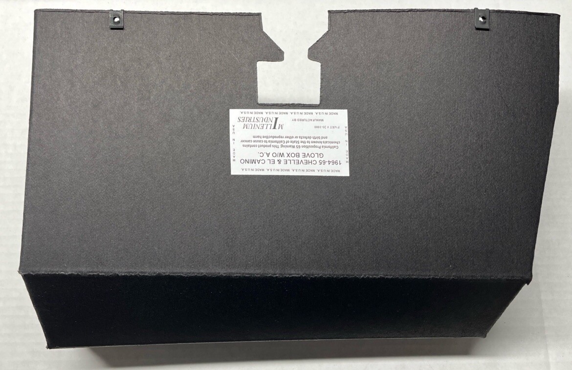 1964-65 Chevelle & El Camino Glove Box Without Air Conditioning Gray Flock OEM