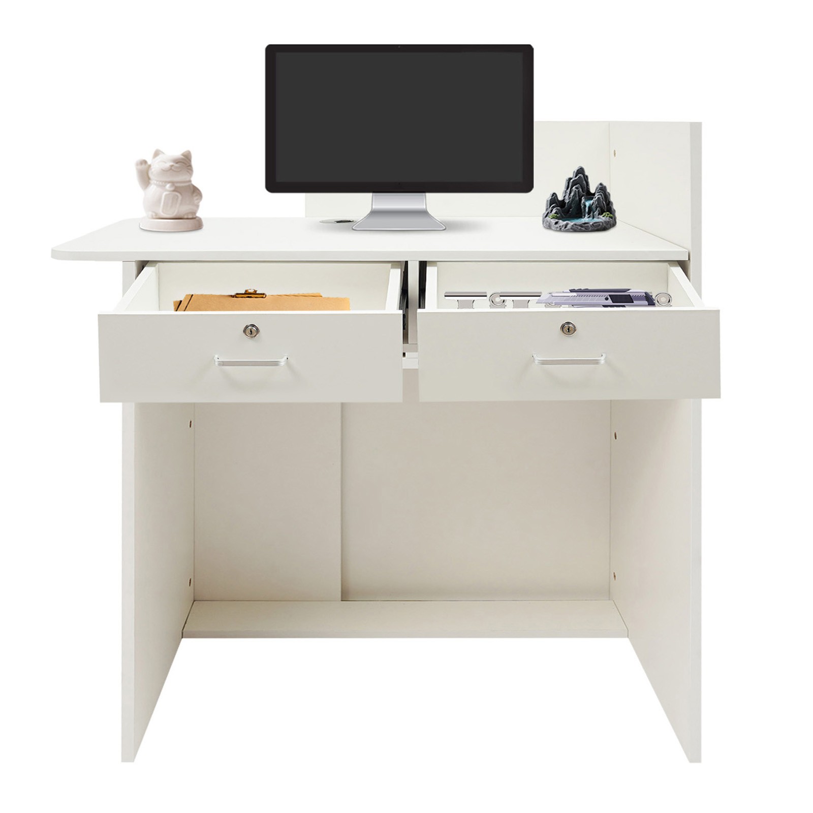 Reception Desk w/ LED Light Modern Front Desk Reception Counter f/ Salons Stores
