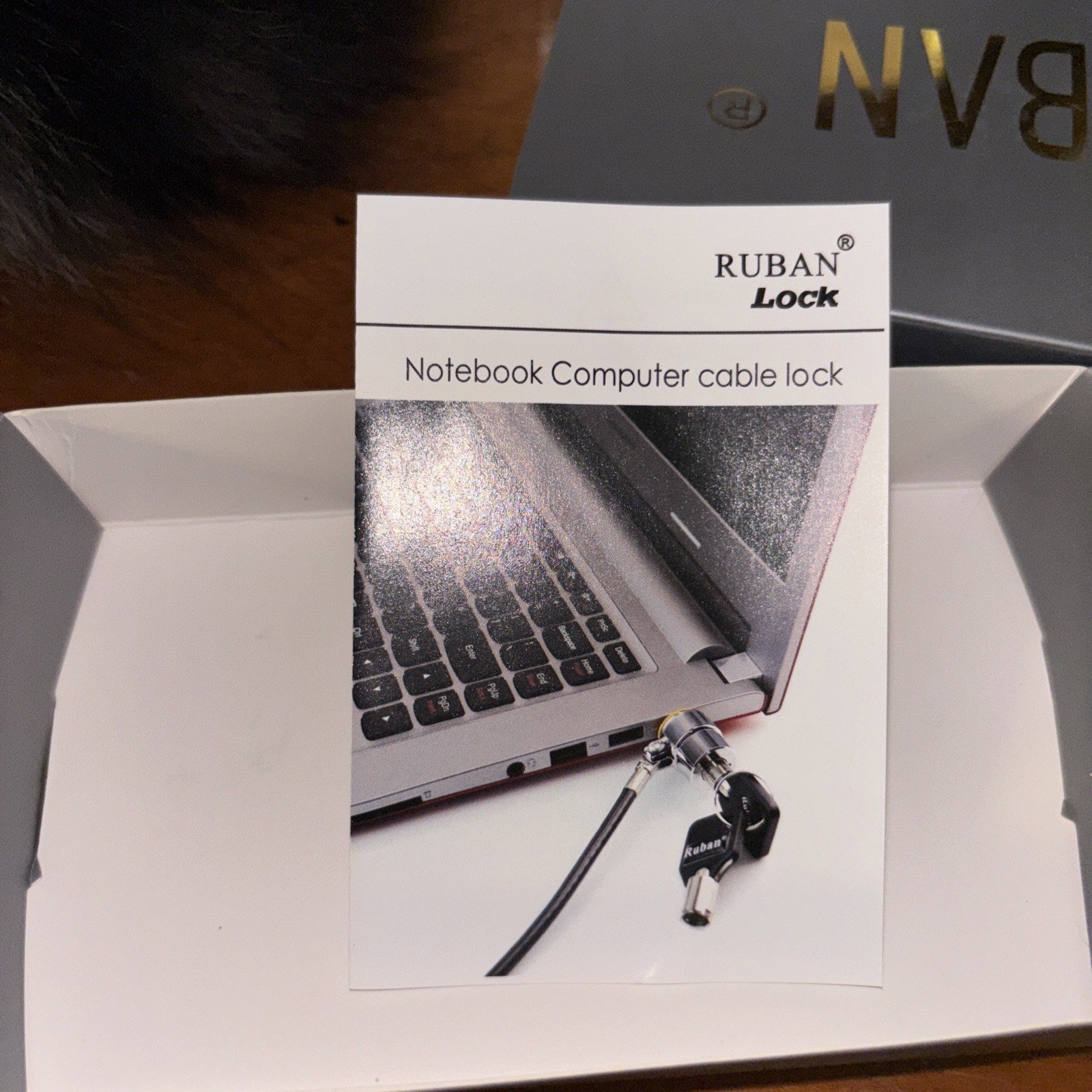 Ruban notebook computer cable lock Black
