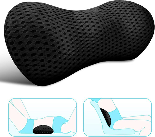 Lumbar Support Pillow for Office Chair, 18.5 x 9.1 x 4.3 inches, Oval Black