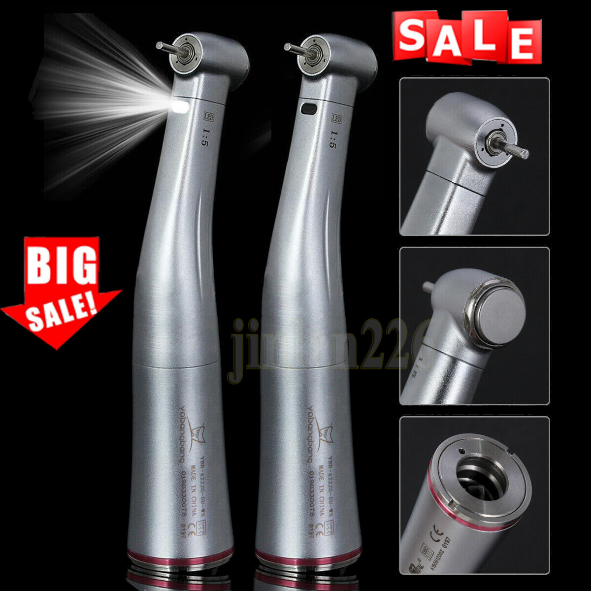Dental 1:5 LED Contra Angle Handpiece FOR Electric Motor MT2 MT3