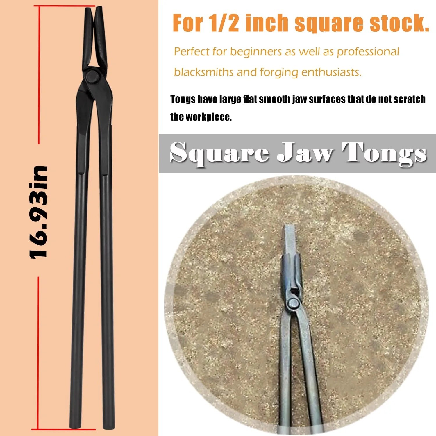 Blacksmith Tongs Tool For Knife Making, Anvil, Forge Kit Flat Tong