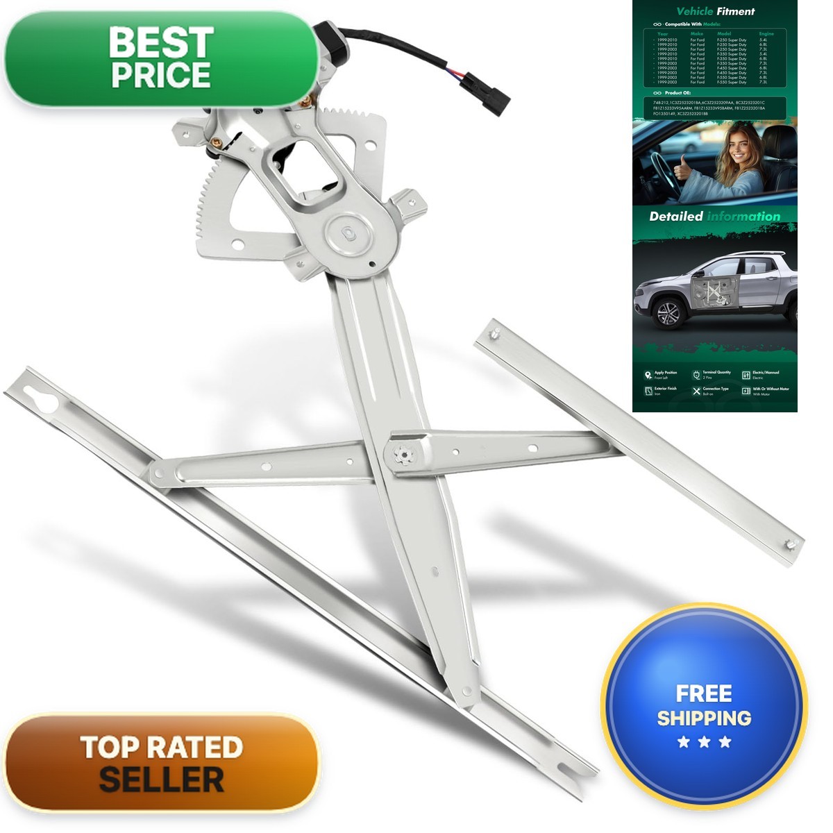 SCITOO Power Window Regulator with Motor for Ford F-250 Super Duty