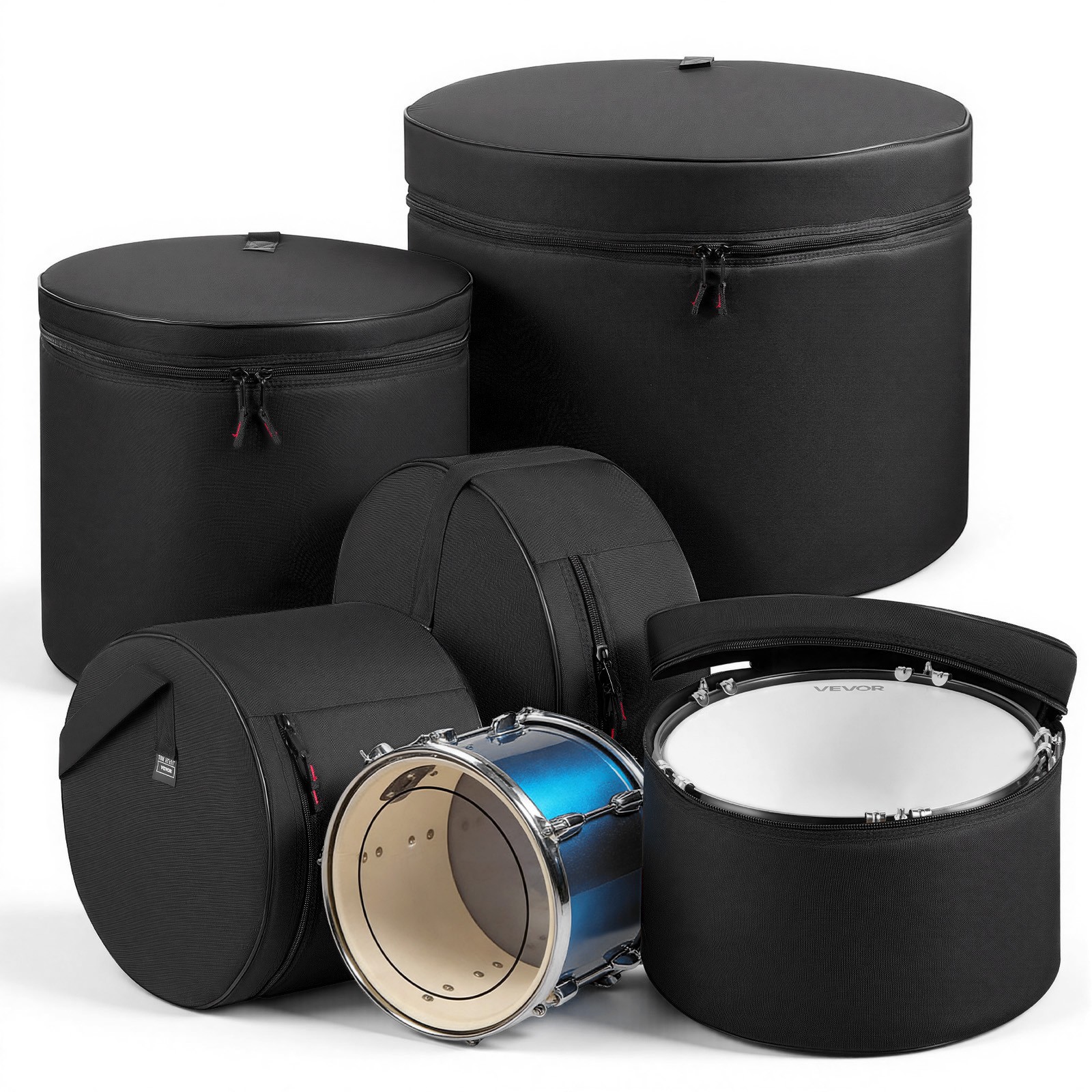 VEVOR 5-Piece Drum Case Set Drum Bags for 22 in Bass 12/13/16 in Tom 14 in Snare