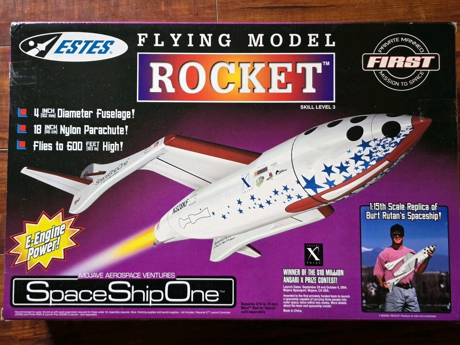 Estes E-Powered Space Ship One #2196 Flying Model Rocket Kit   Length 26"