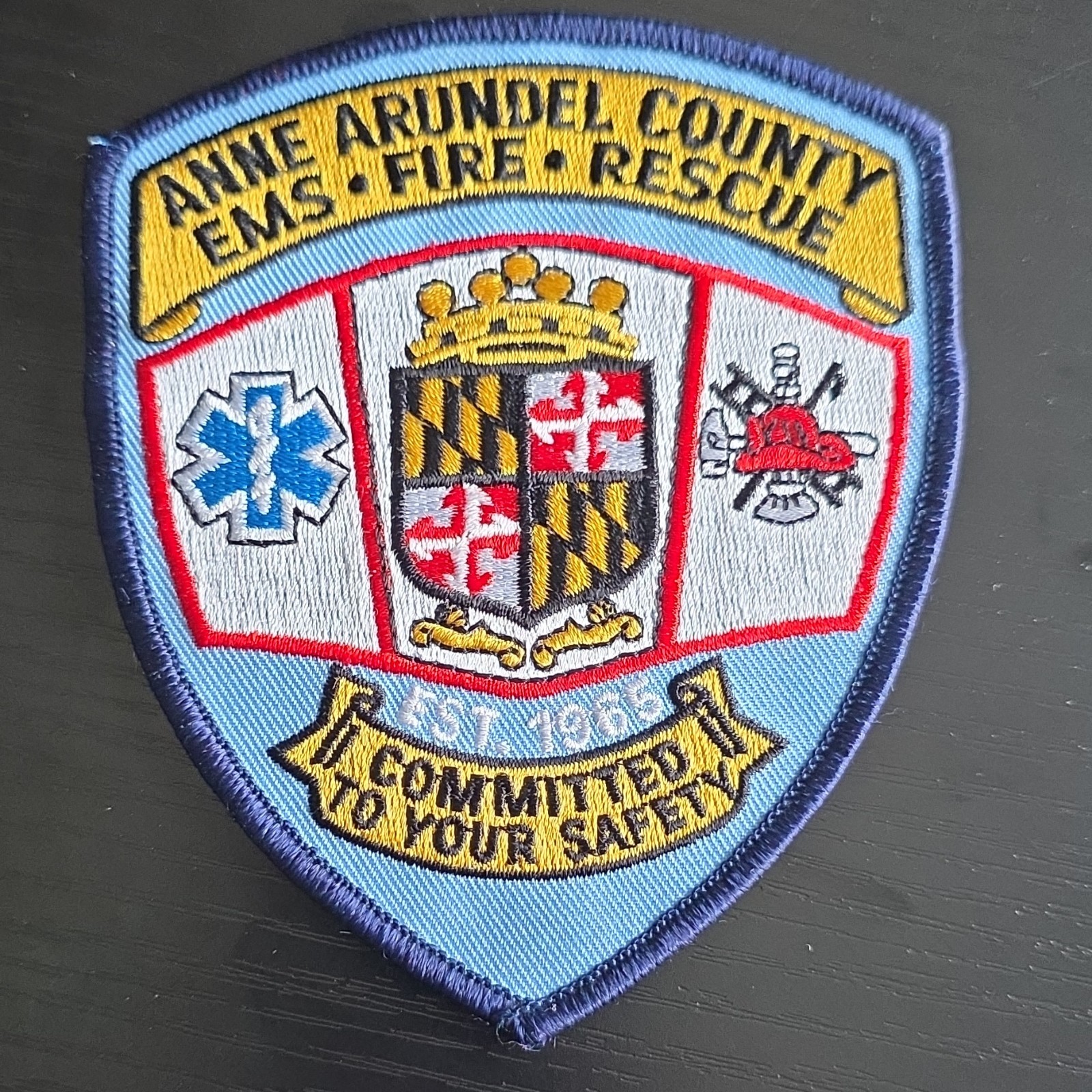 MD - Anne Arundel County EMS Fire Rescue Firefighting Patch 1965 Collectible